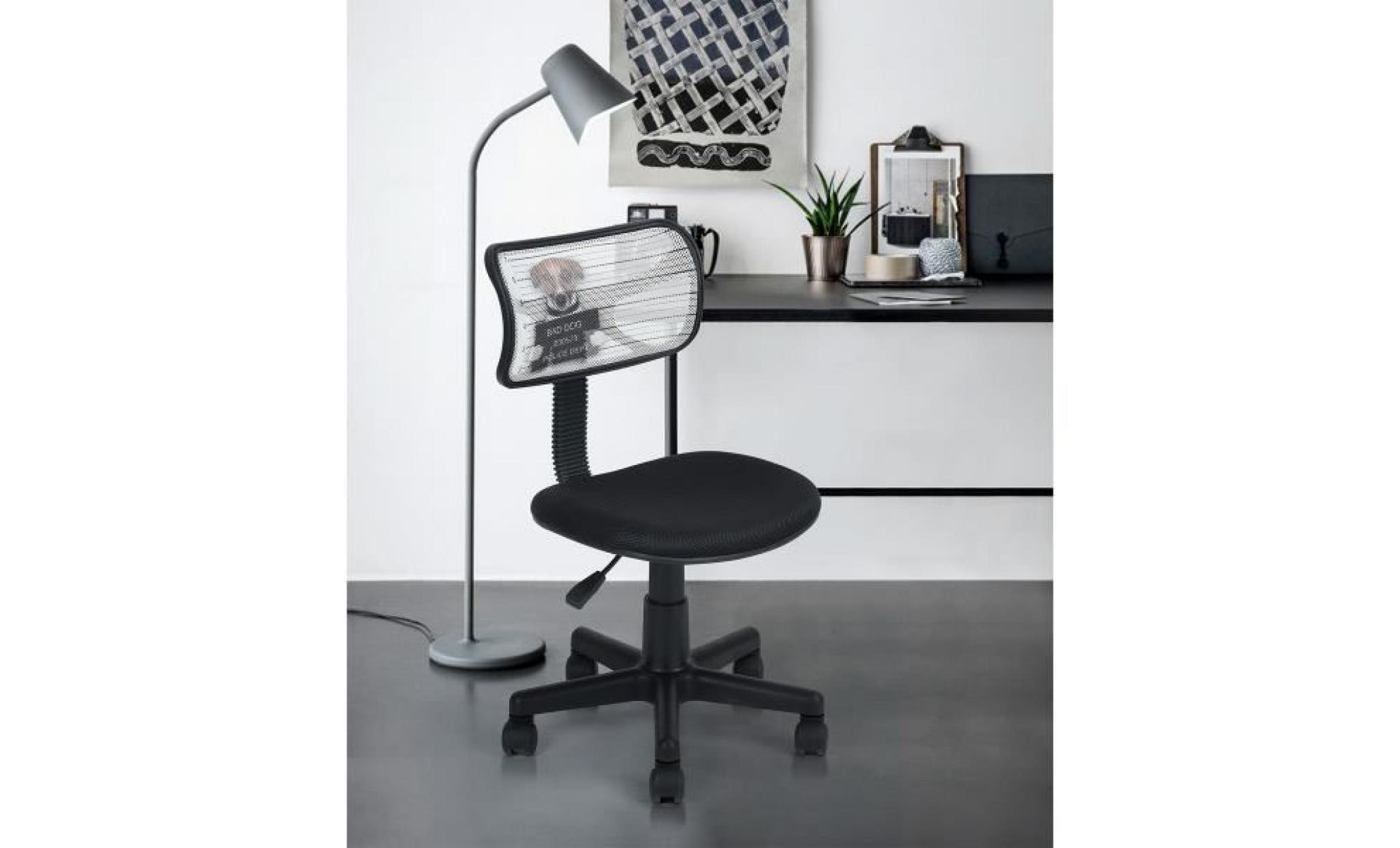 homy casa chaise en plastique de bureau, roulante et réglable, à motifs noirs et blancs avec une base noire, pour enfants