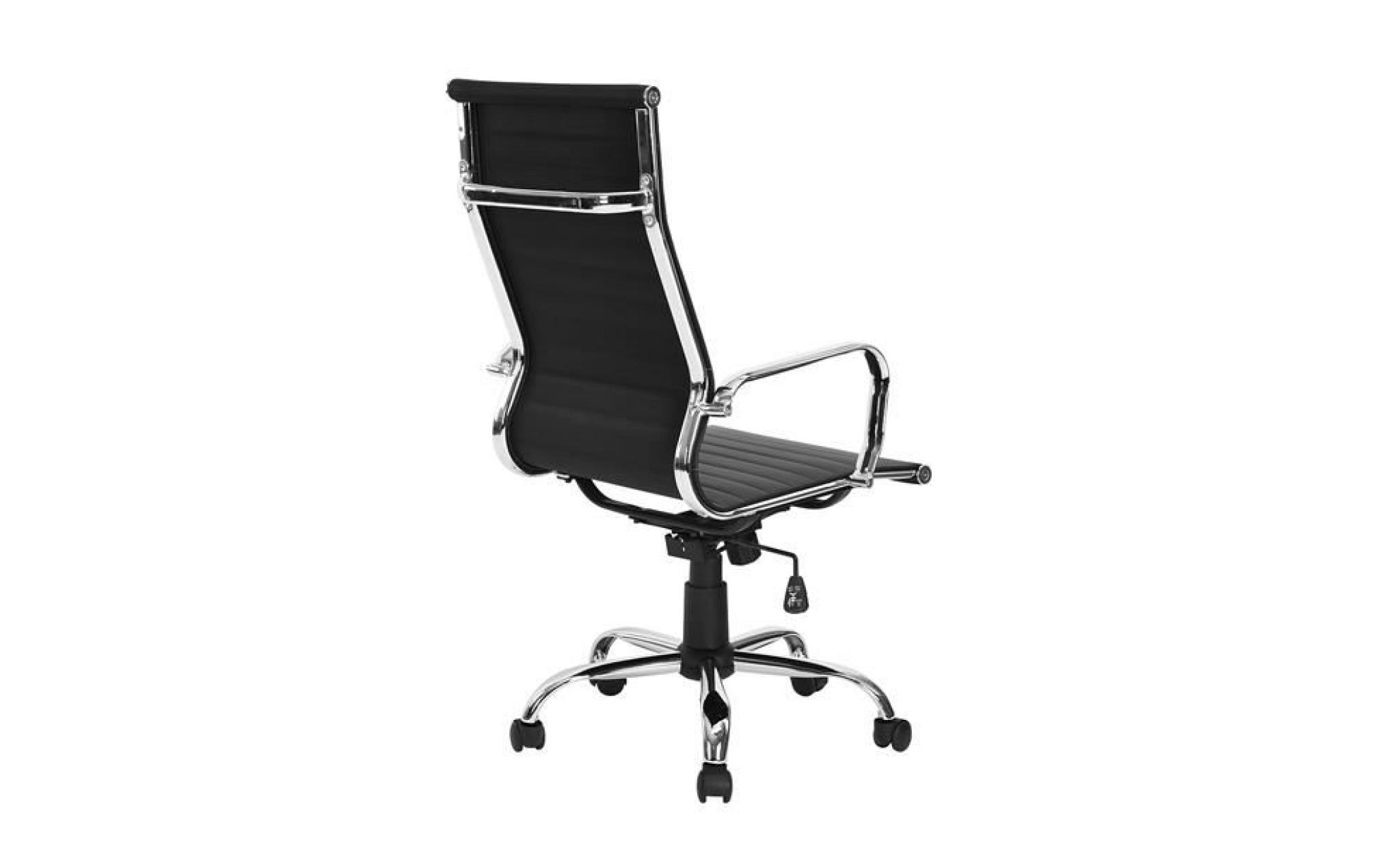 homy casa chaise et fauteuil de bureau hauteur réglable roulettes pivotantes avec pu et métal chromé noir pas cher