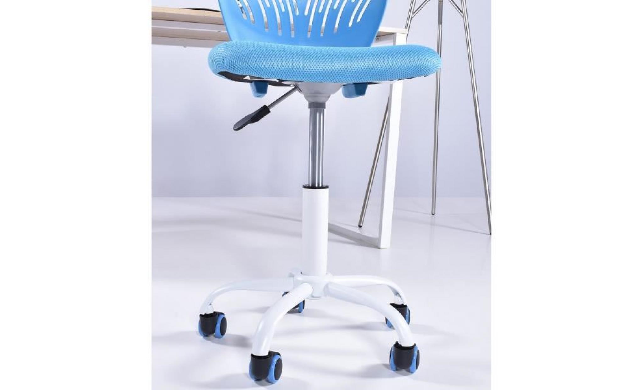 homy casa chaise et fauteuil de bureau  réglable roulant plastique maille métal pour les enfant etudiant bleu pas cher