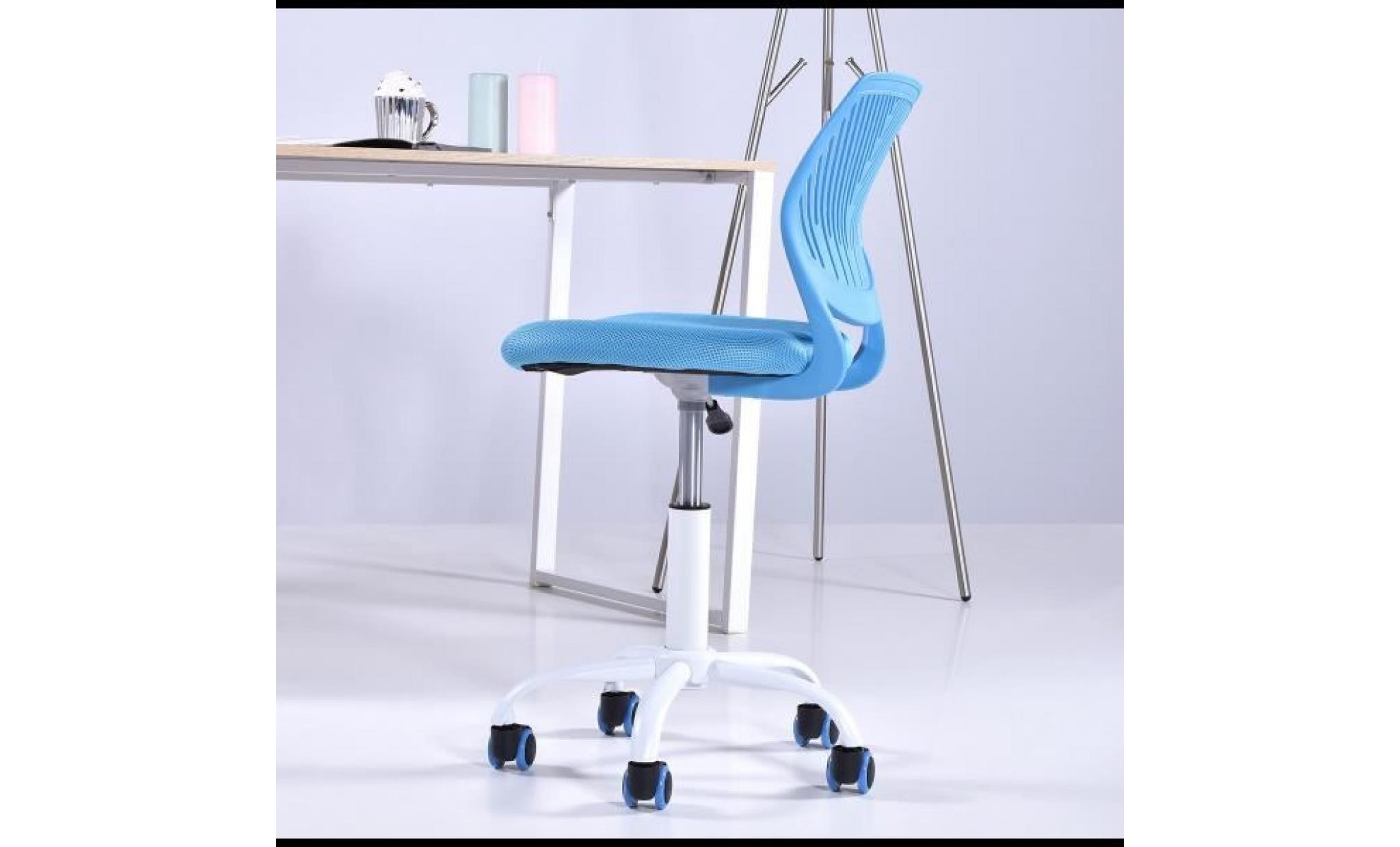 homy casa chaise et fauteuil de bureau  réglable roulant plastique maille métal pour les enfant etudiant bleu pas cher