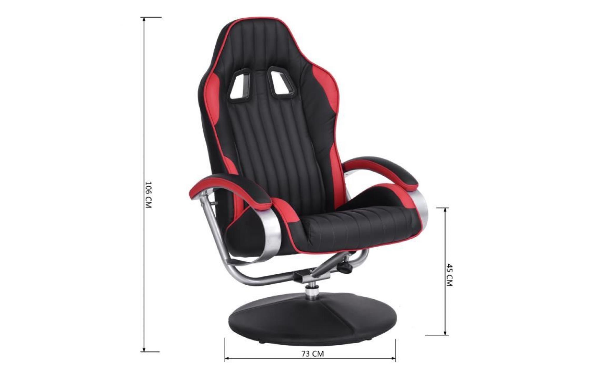 homy casa fauteuil gamer ergonomique chaise de jeu avec repose pied pivot à 135°,rouge et noir pas cher