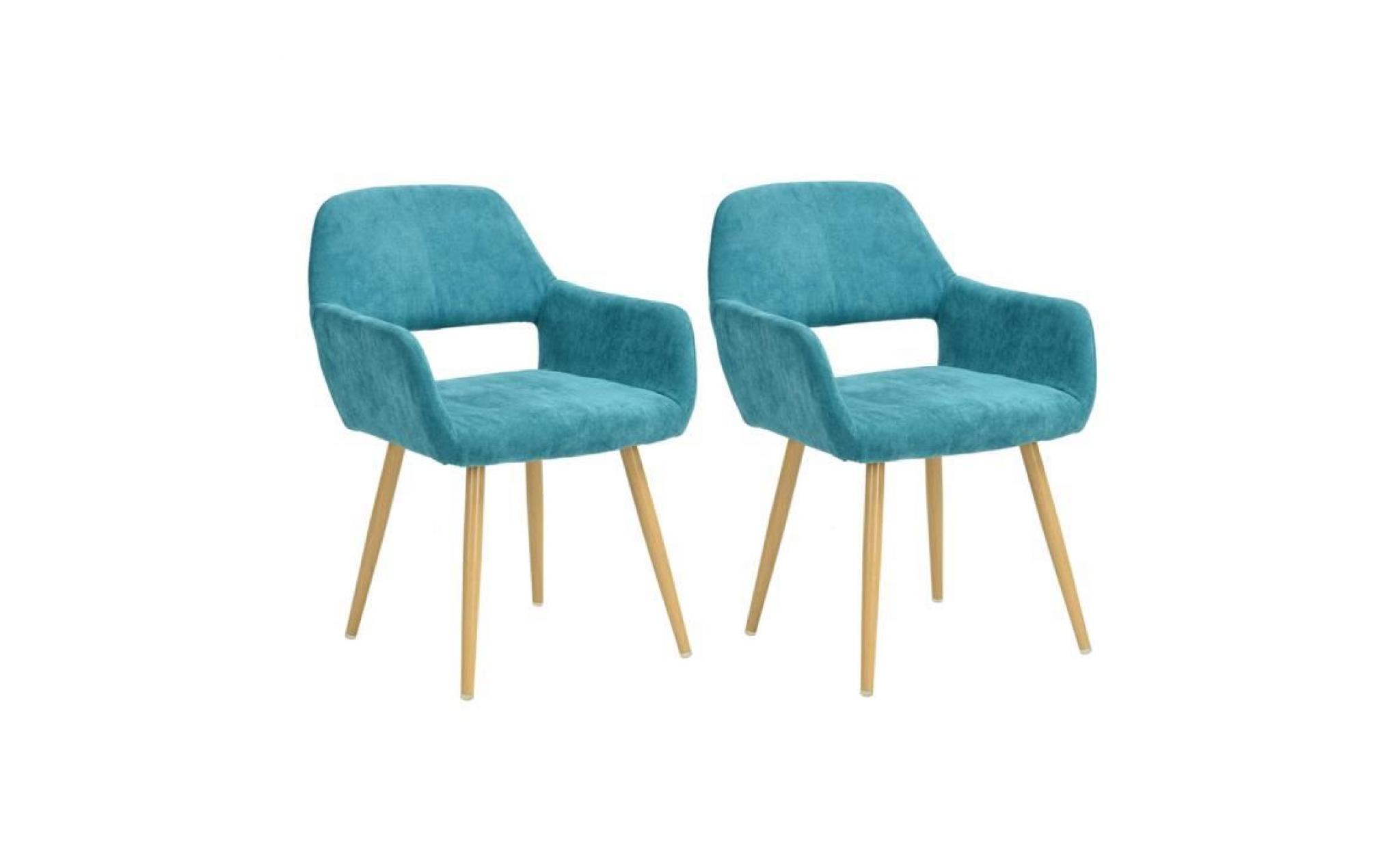 homy casa lot de 2 chaises de salle à manger en tissu chaise de salon pieds en métal,vert