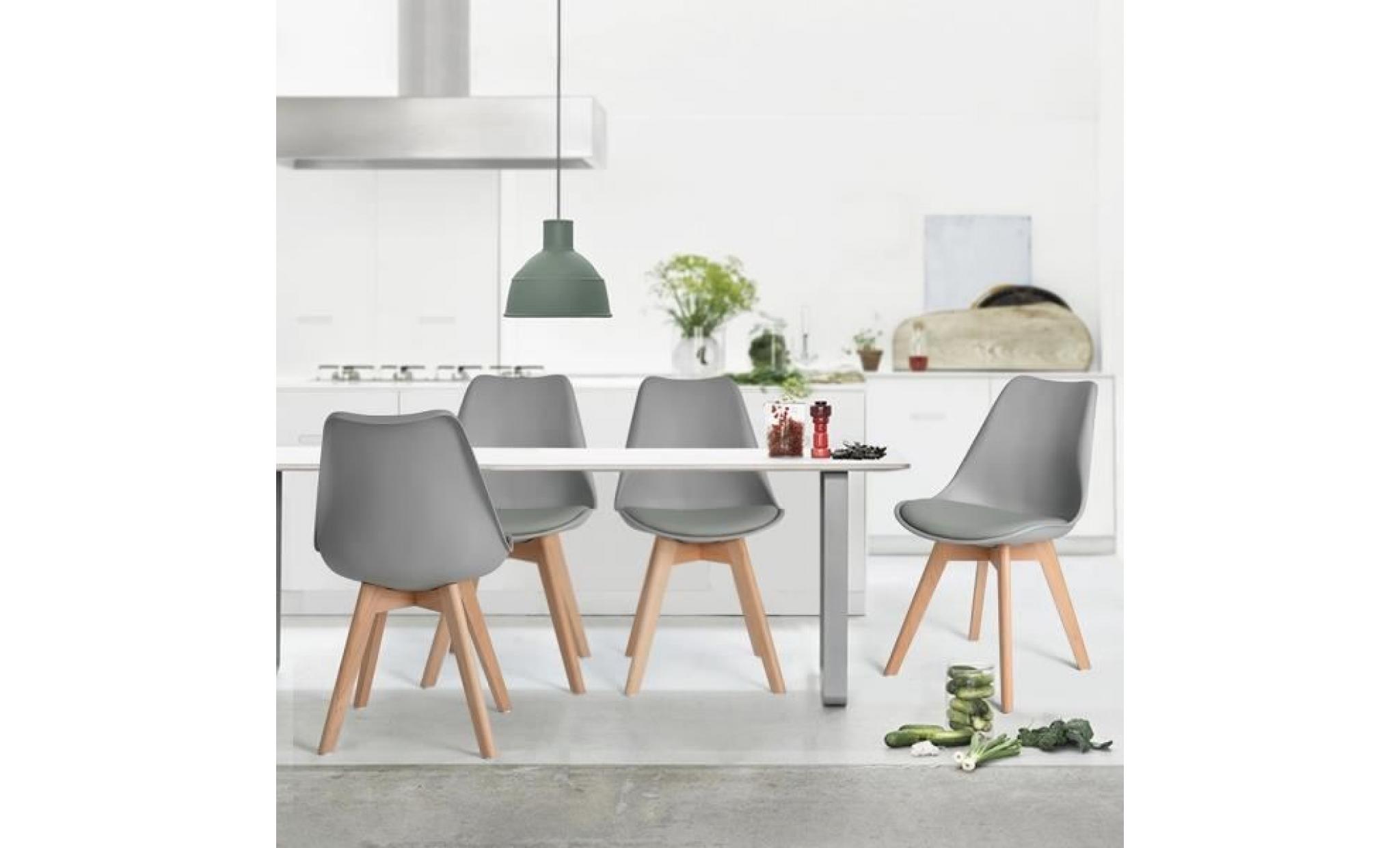 homycasa lot de 4 chaises scandinave salle à manger, rétro tulip rembourrée chaises avec les pieds en bois de chêne massif  gris