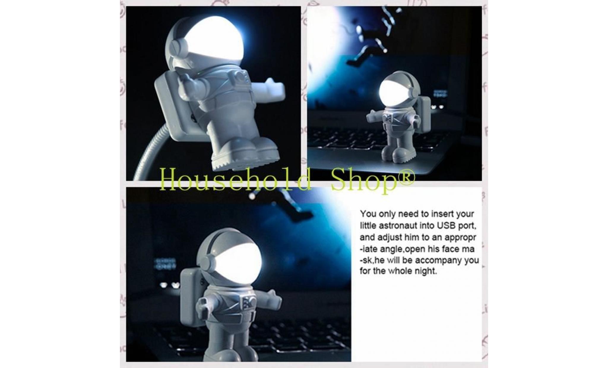 Household Shop®  USB Night Light Astronaut Modèle Lampe pour le travail de nuit - BLANC