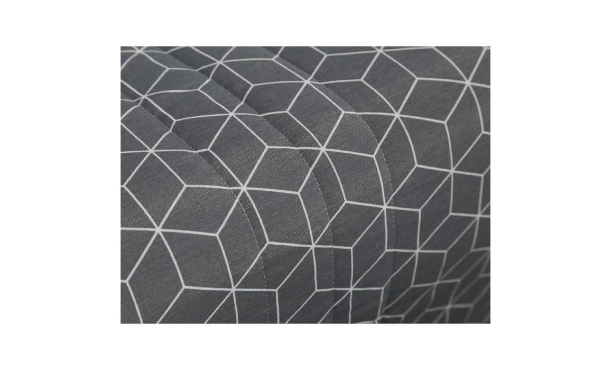 housse de bz matelassée polycoton motif étoile cube relief pour couchage 140x190cm osvald   gris pas cher