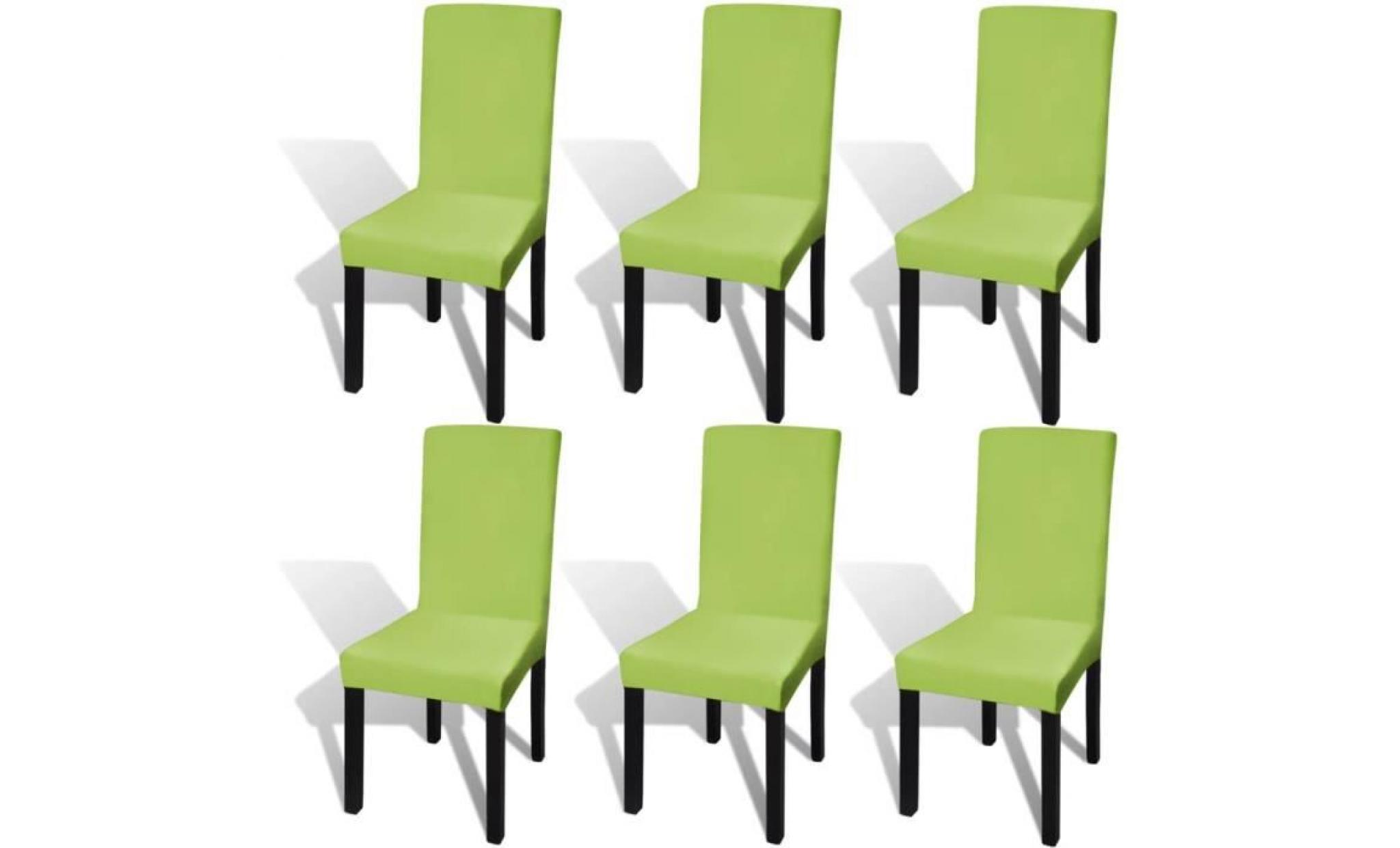housse de chaise droite extensible 6 pcs vert