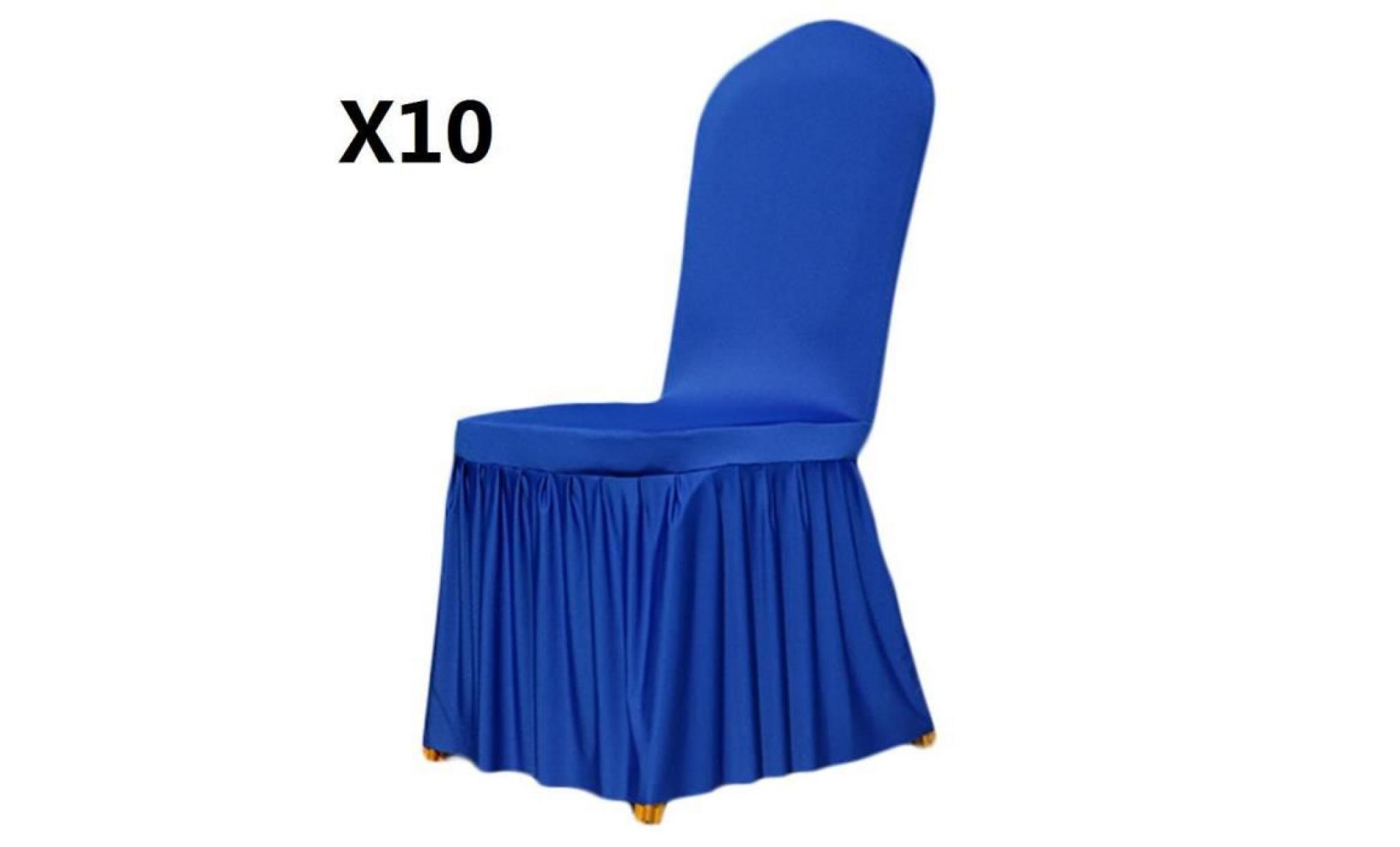 housse de chaise plissé jupe Élasticité bleu saphir