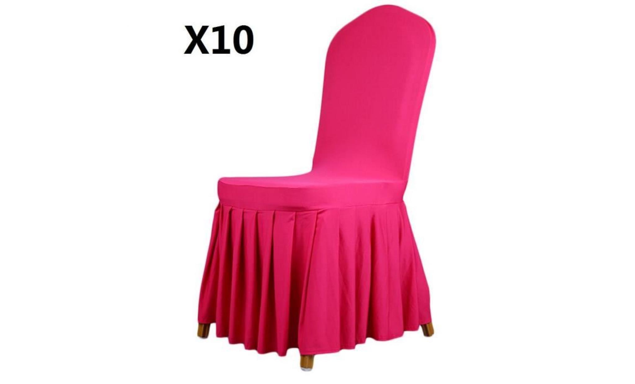 housse de chaise plissé jupe Élasticité rose vif