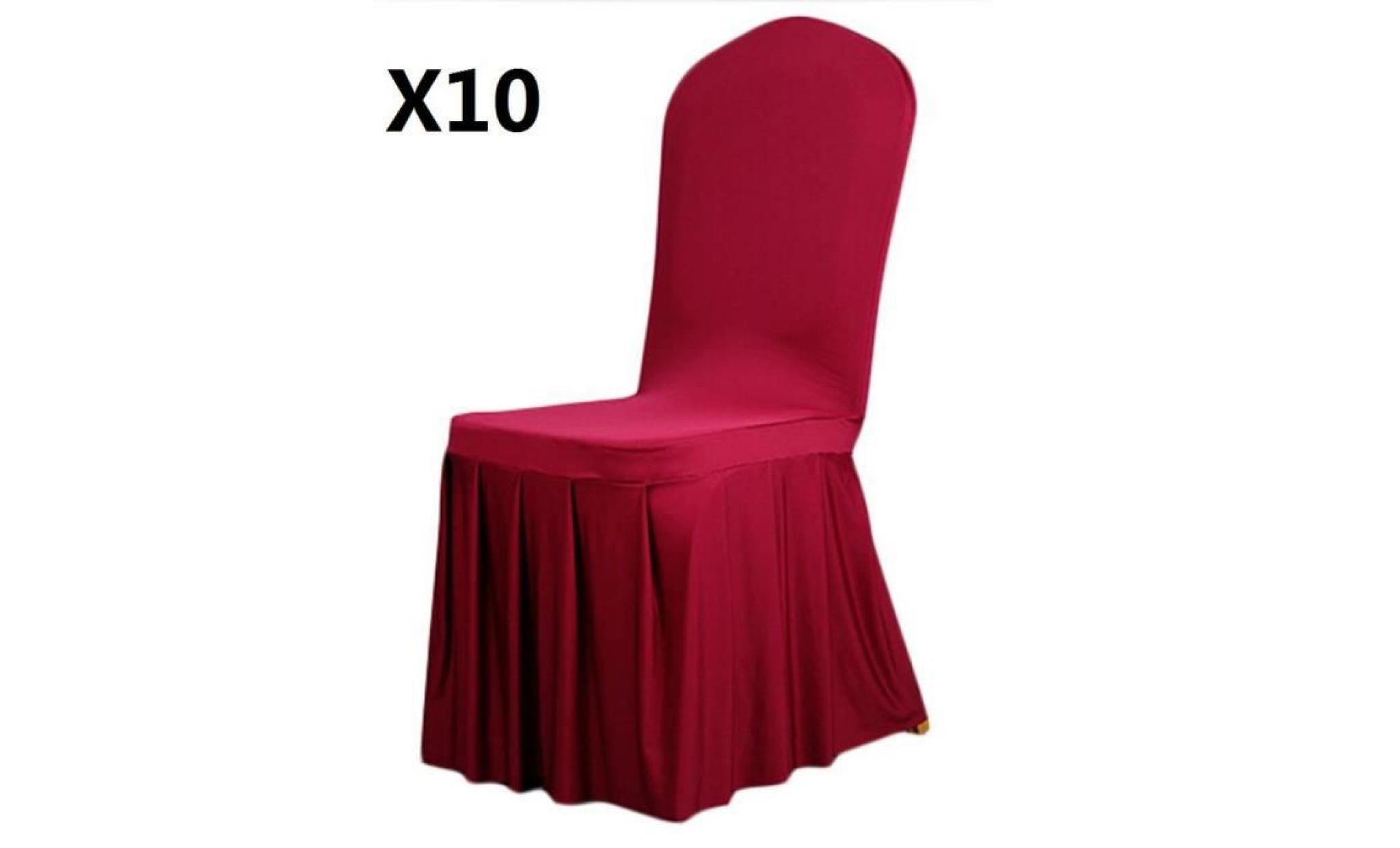 housse de chaise plissé jupe Élasticité vin rouge