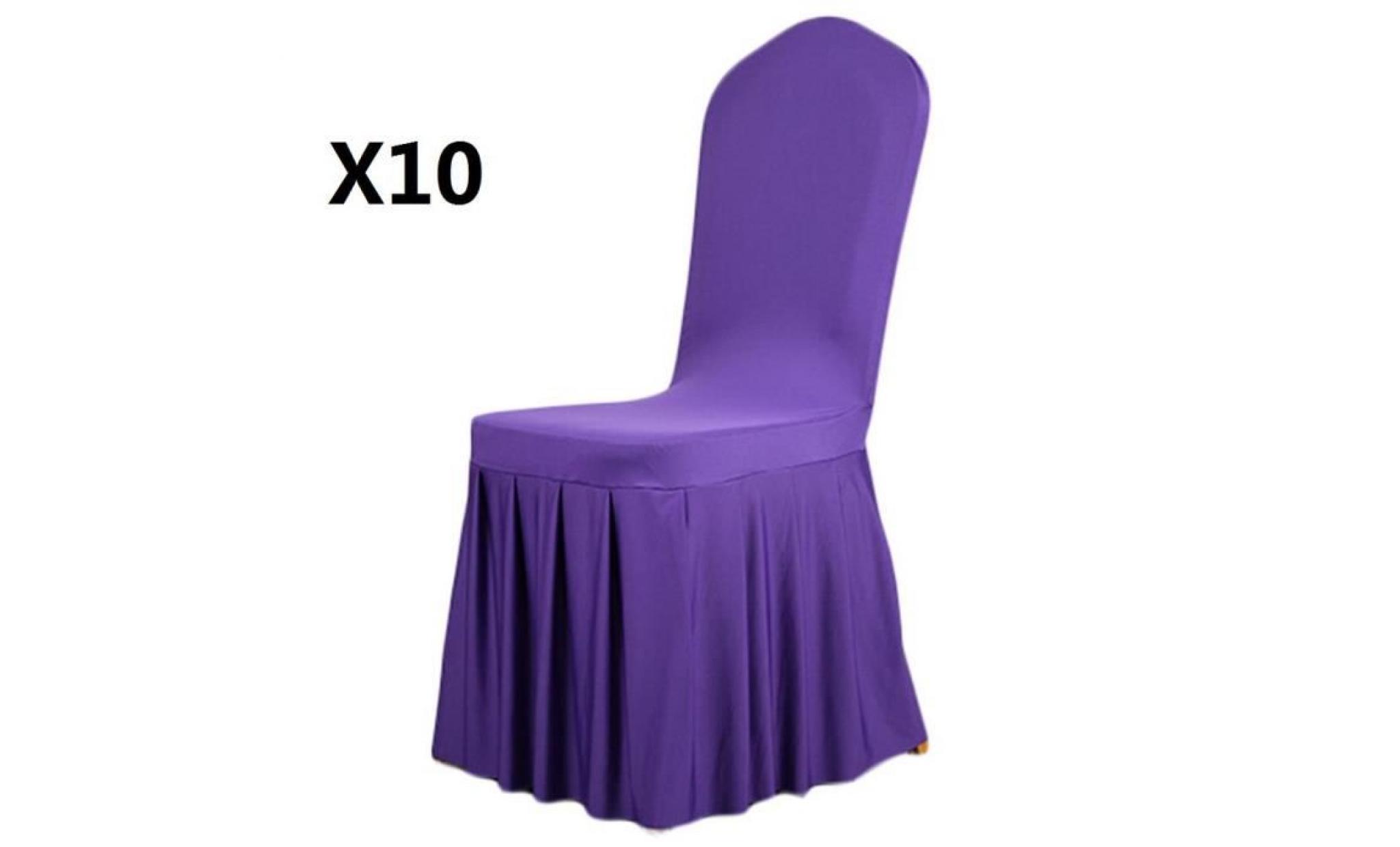 housse de chaise plissé jupe Élasticité violet foncé