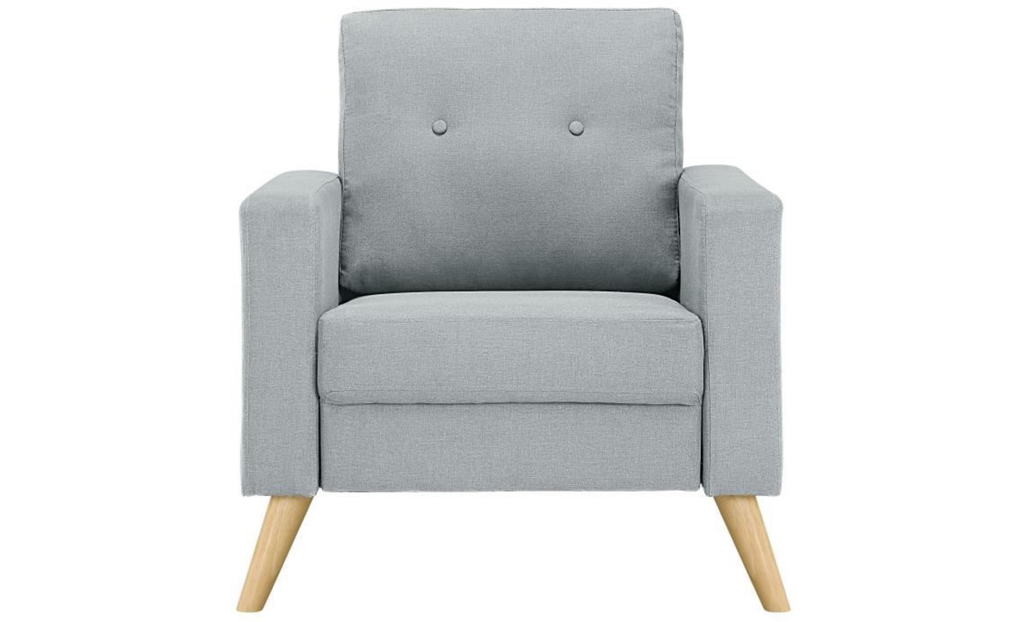 ibra fauteuil   tissu gris clair   scandinave   l 80 x p 83 cm