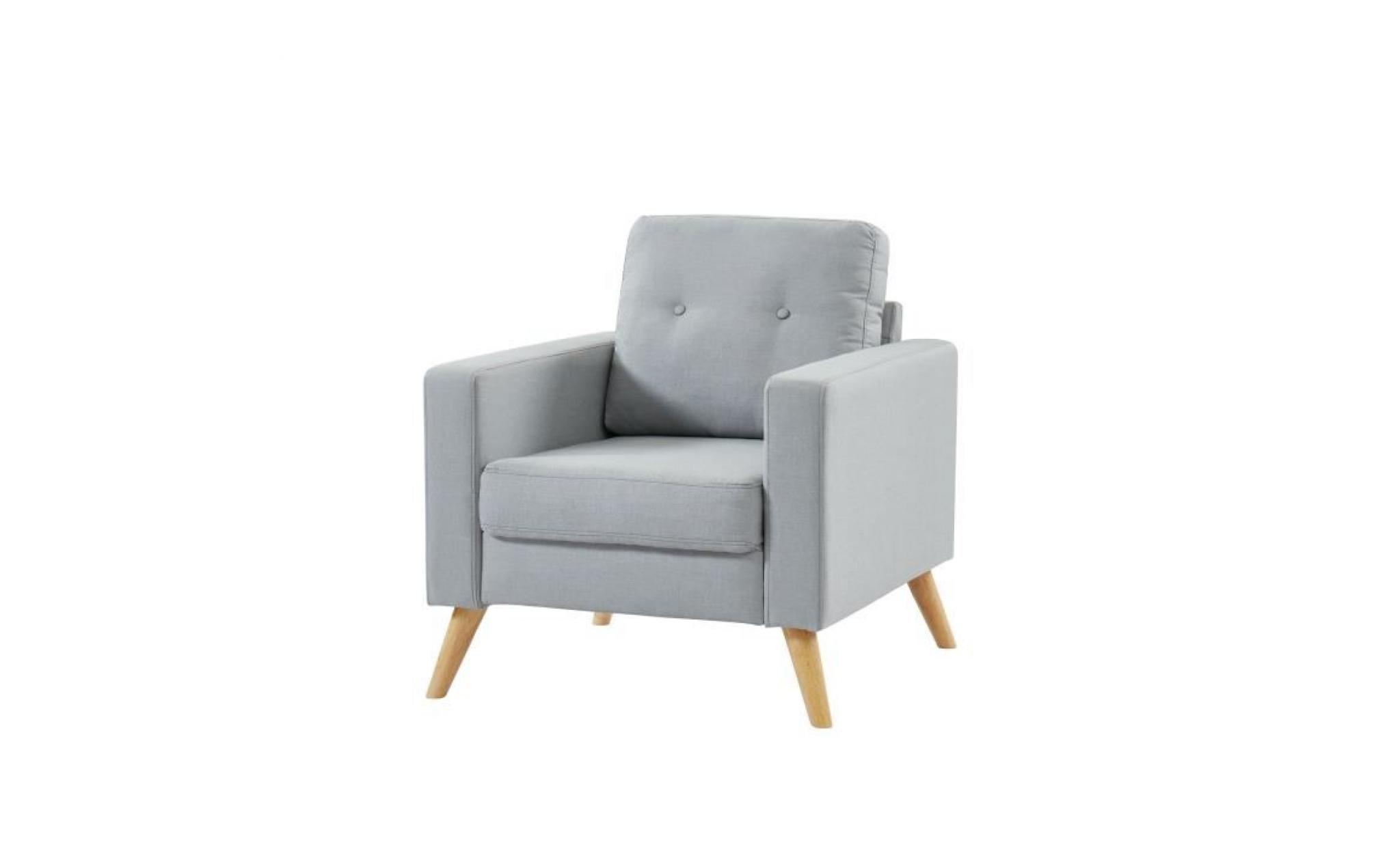ibra fauteuil   tissu gris clair   scandinave   l 80 x p 83 cm pas cher