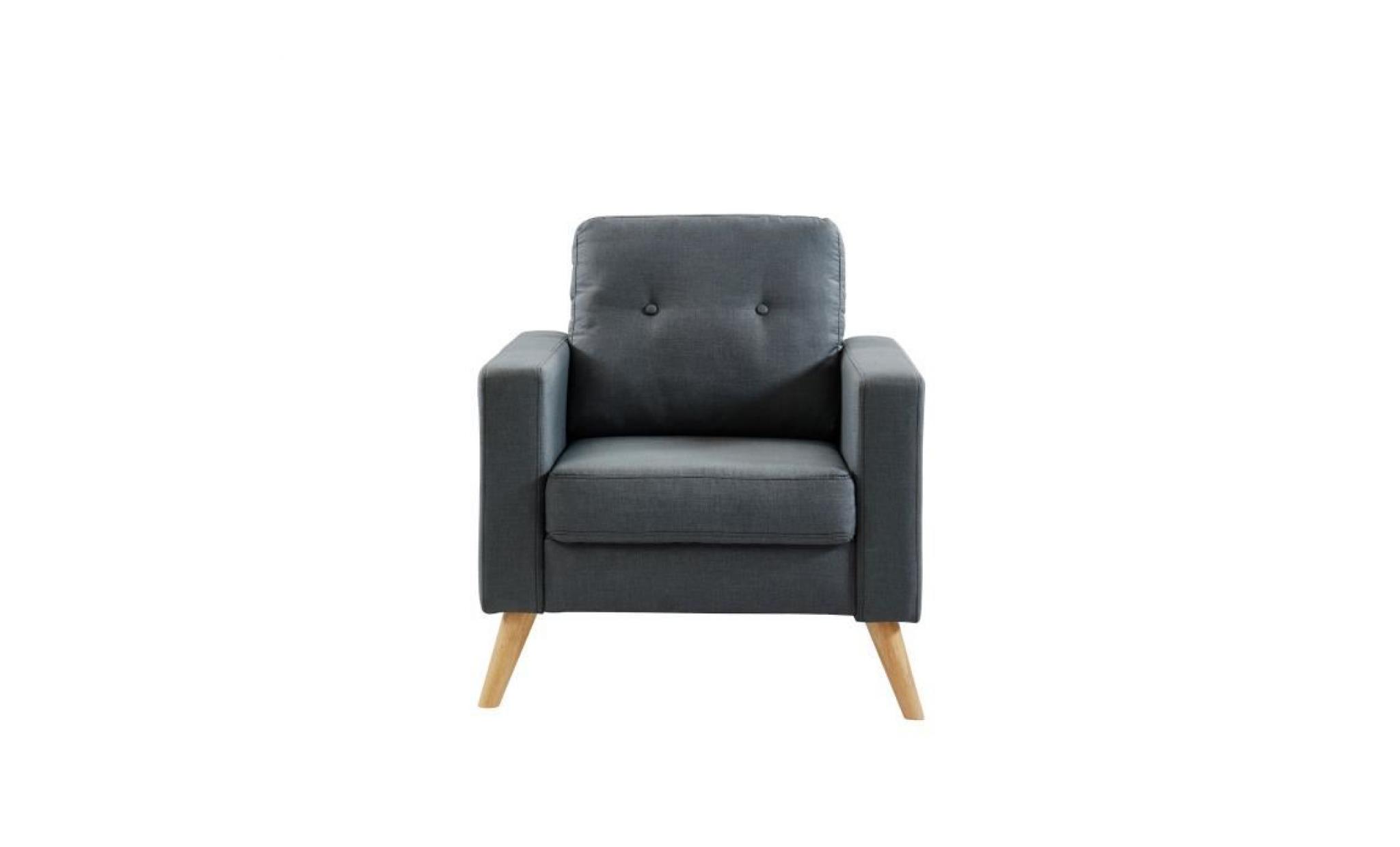 ibra fauteuil   tissu gris   scandinave   l 80 x p 83 cm