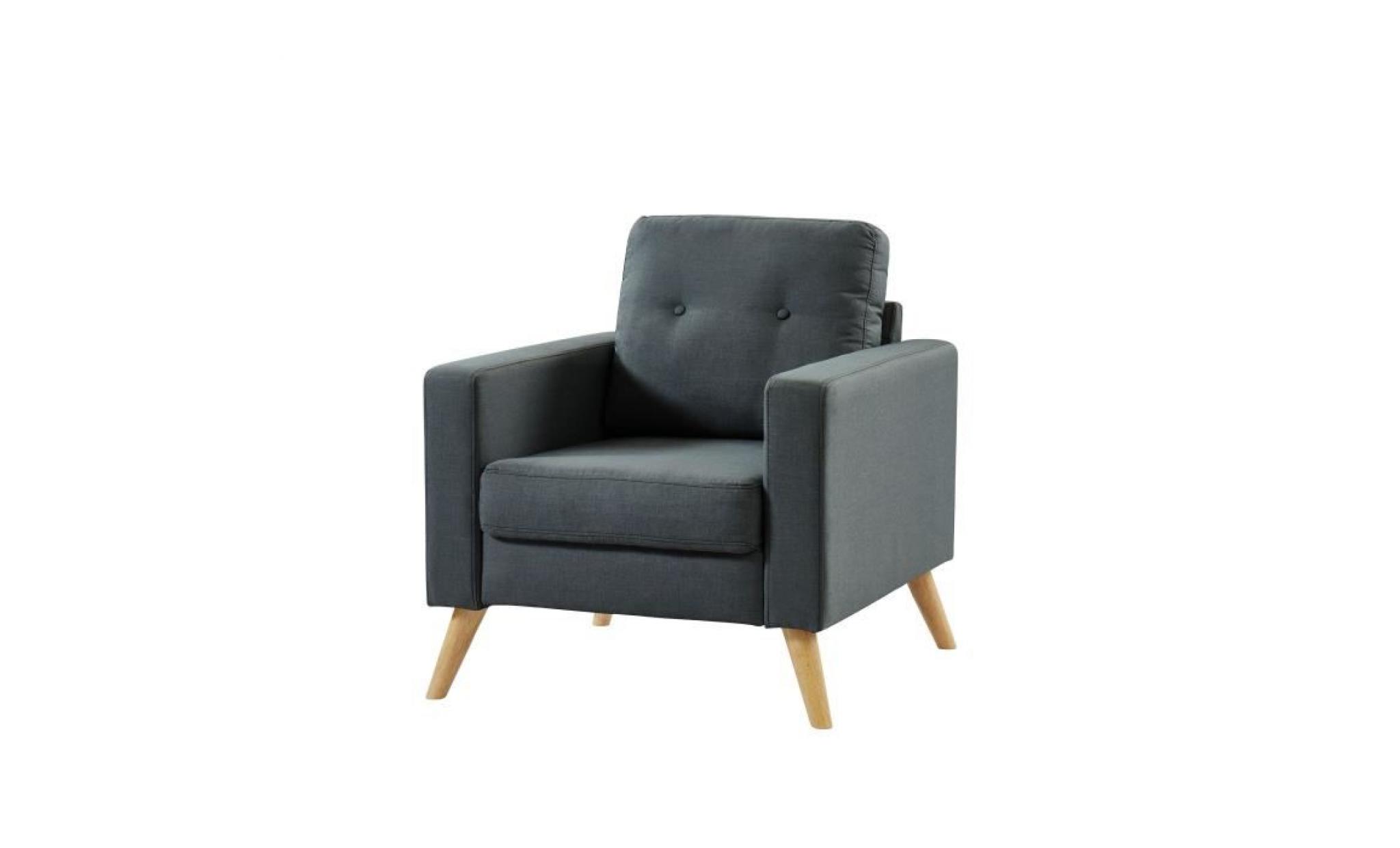 ibra fauteuil   tissu gris   scandinave   l 80 x p 83 cm pas cher