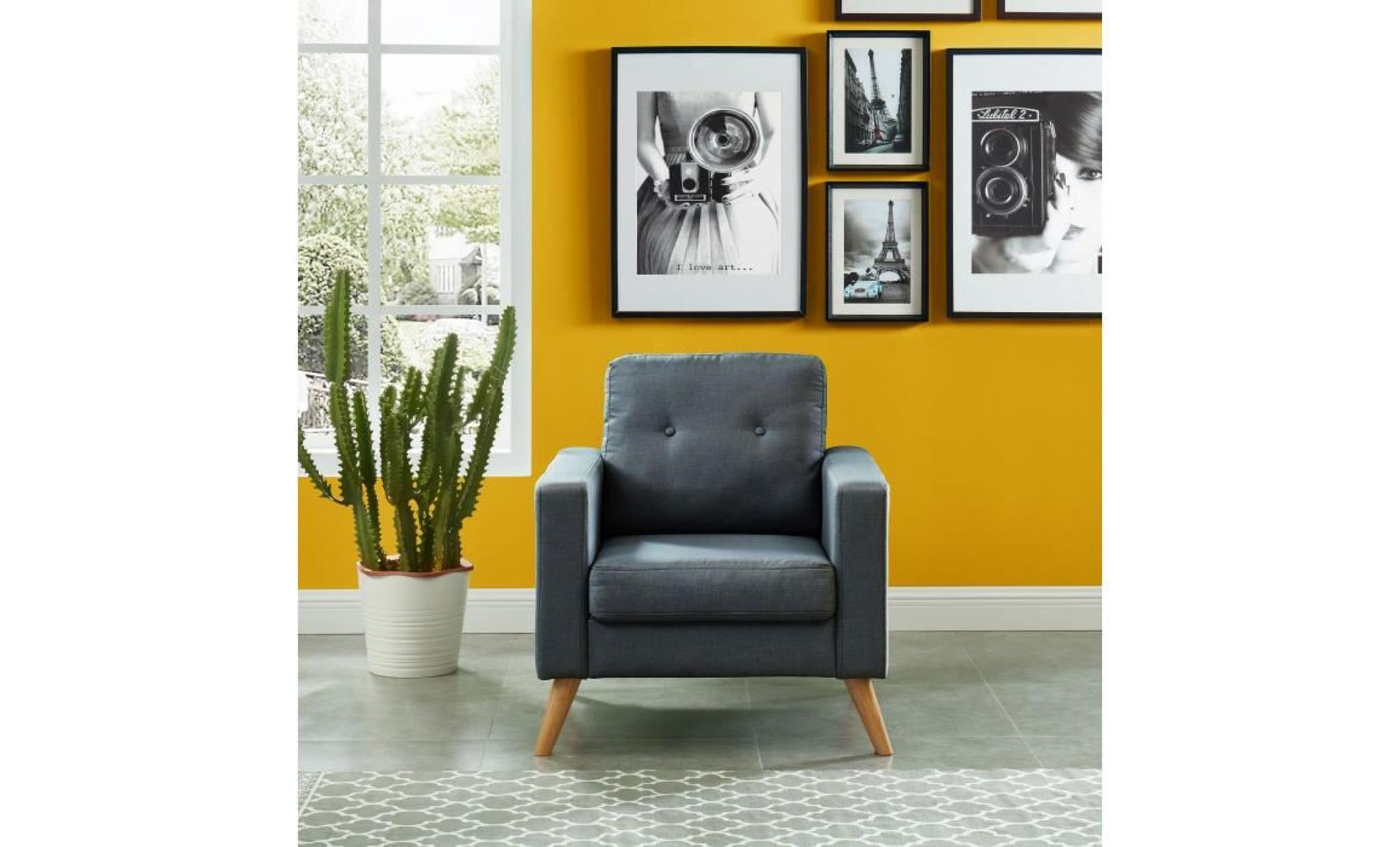 ibra fauteuil   tissu gris   scandinave   l 80 x p 83 cm pas cher