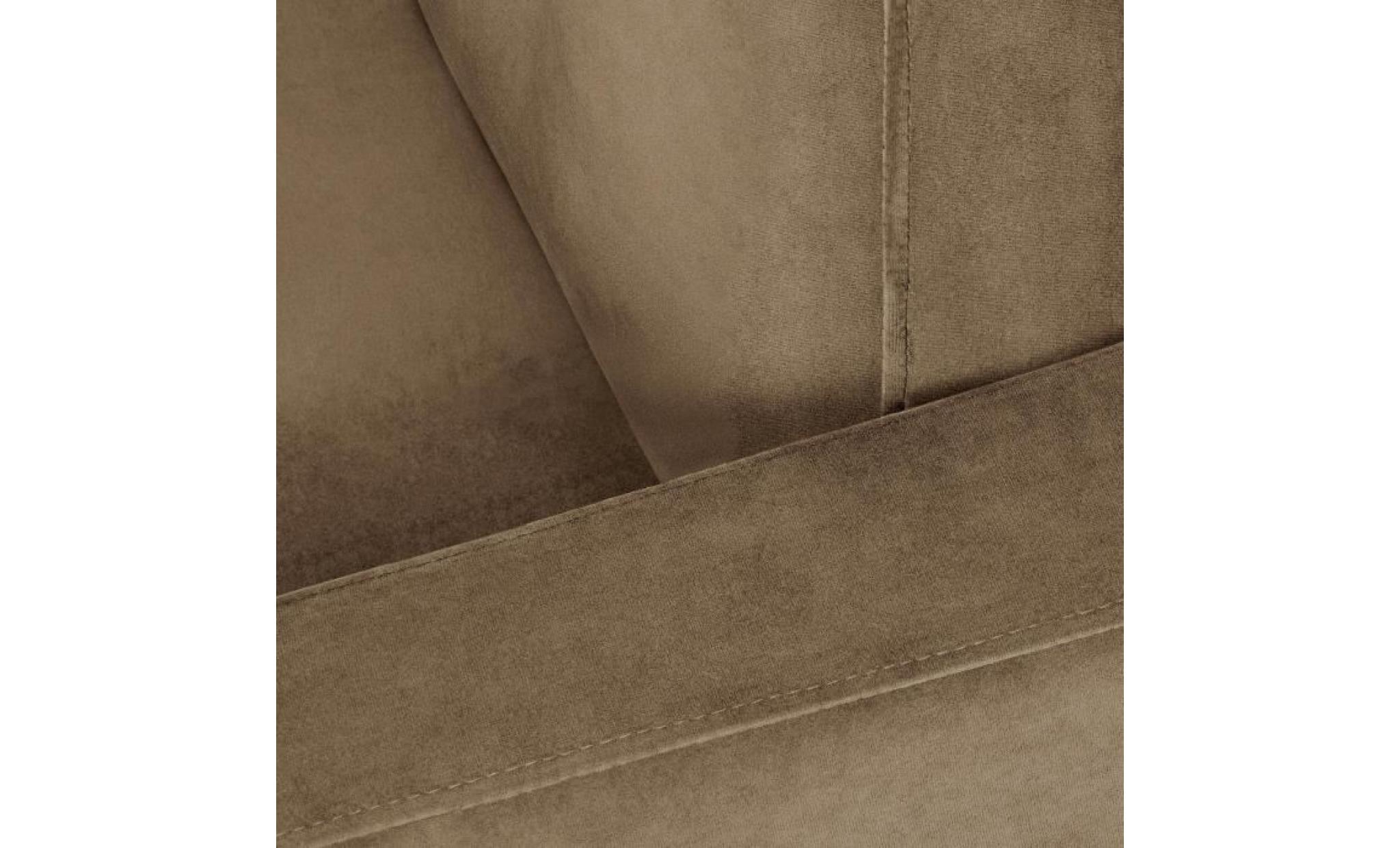 ibra velvet canapé droit fixe 2 places   velours taupe   classique   l 130 x p 82,50 cm pas cher