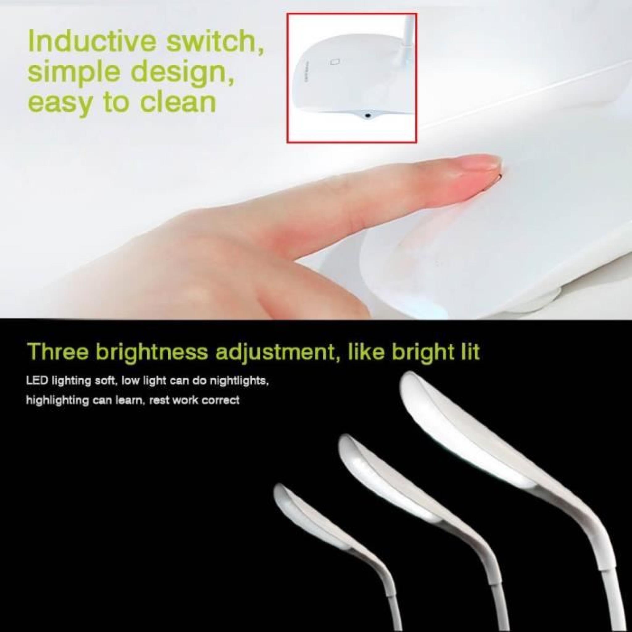 Idealeben Lampe de bureau LED de table de chevet de ordinateur bras flexible touche tactile port USB pas cher