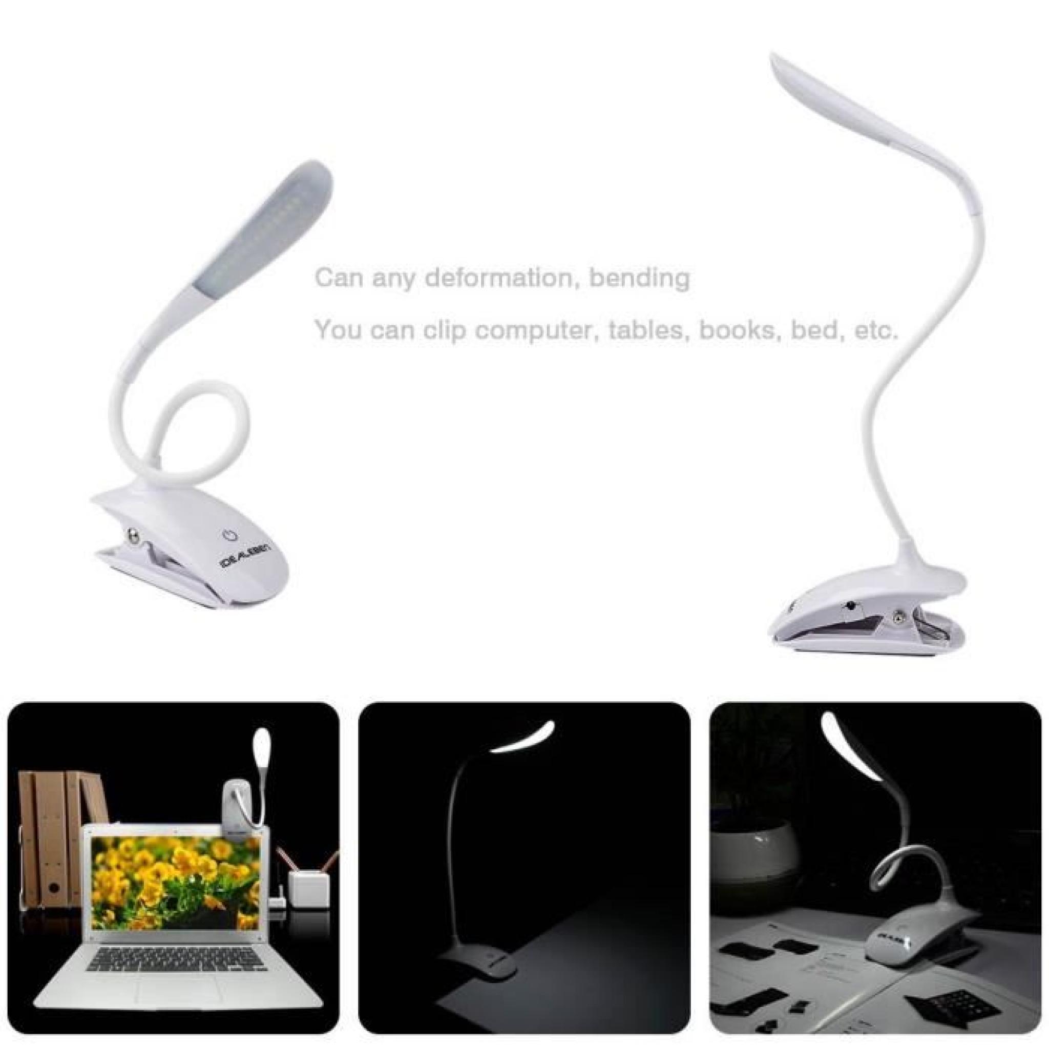 Idealeben LED lampe de bureau E14 lampe de table rechargeable Flexible Réglable lampes luminosité Clip On Lampe lecture tactile