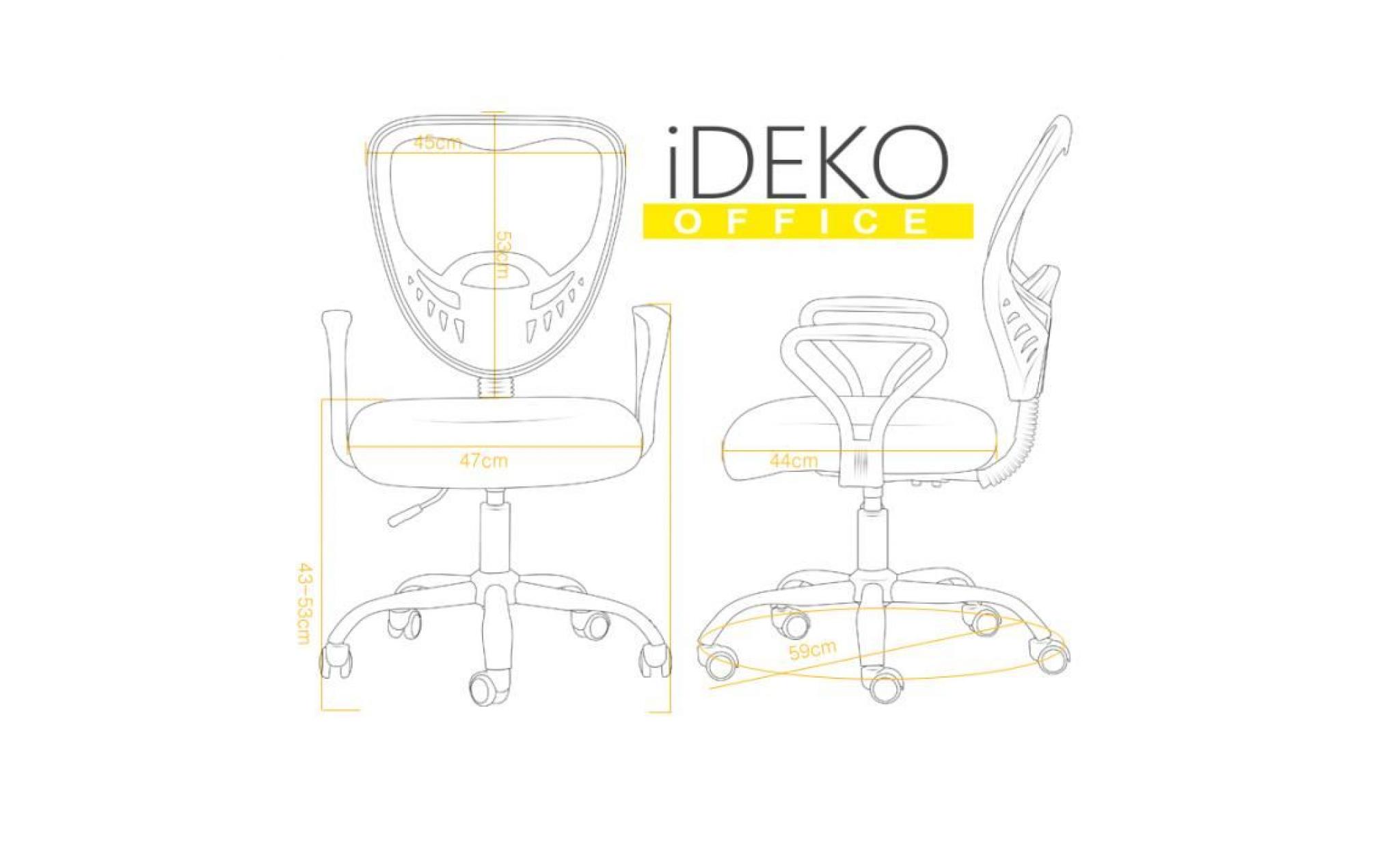 ideko® fauteuil de bureau chaise de bureau à 5 pieds rotation à 360 degré noir pas cher