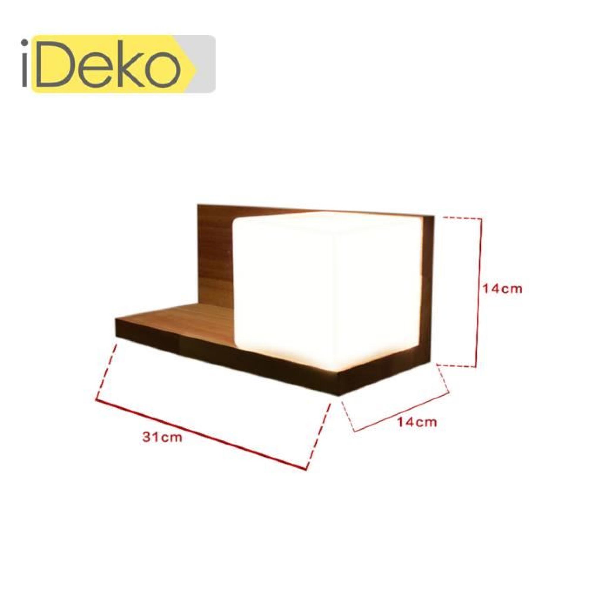 iDeko® Lampe à poser bureau table chevet Art design suspension unique nordique en Bois pas cher