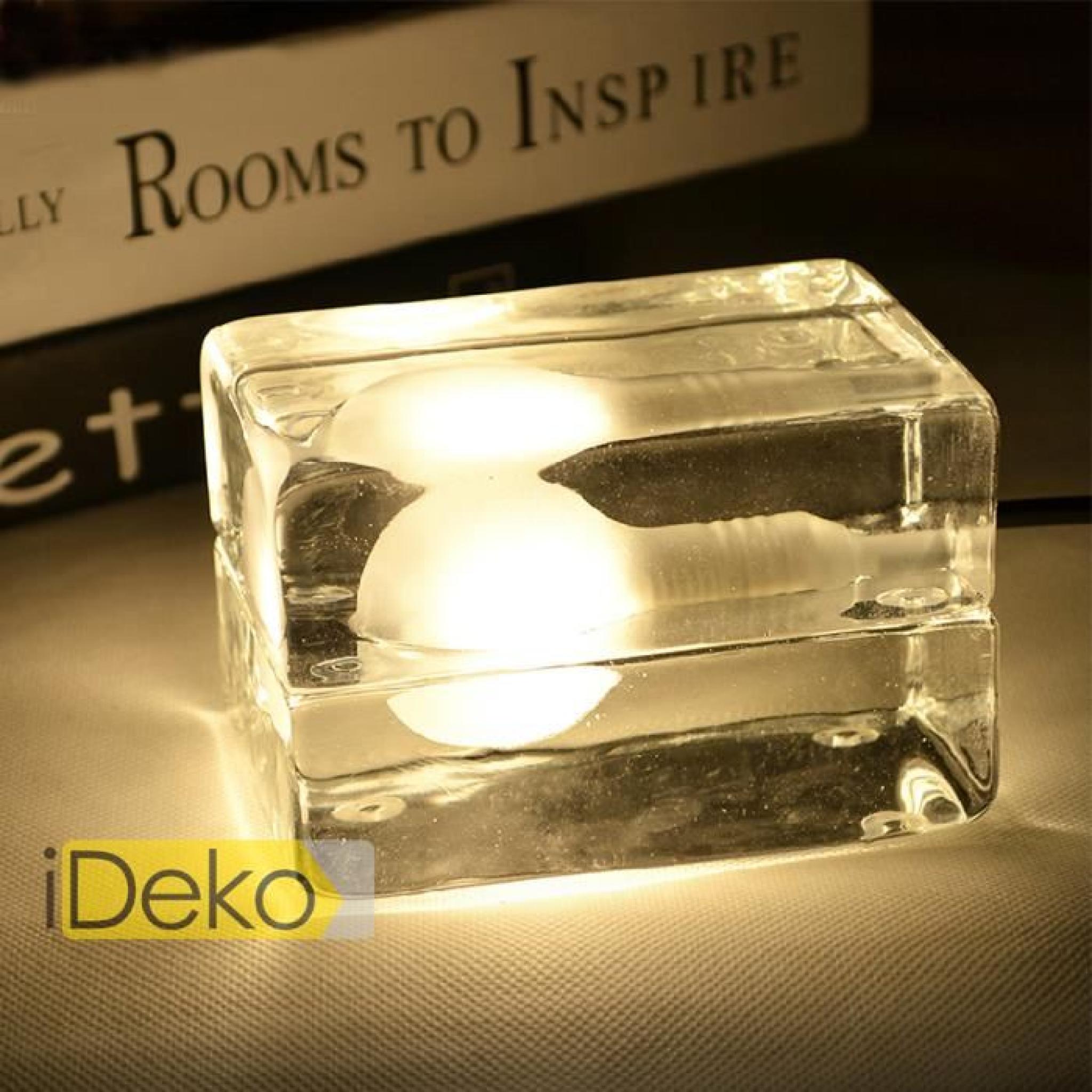 iDeko® Lampe à poser bureau table chevet Art design unique de Glaçon en verre transparent  pas cher