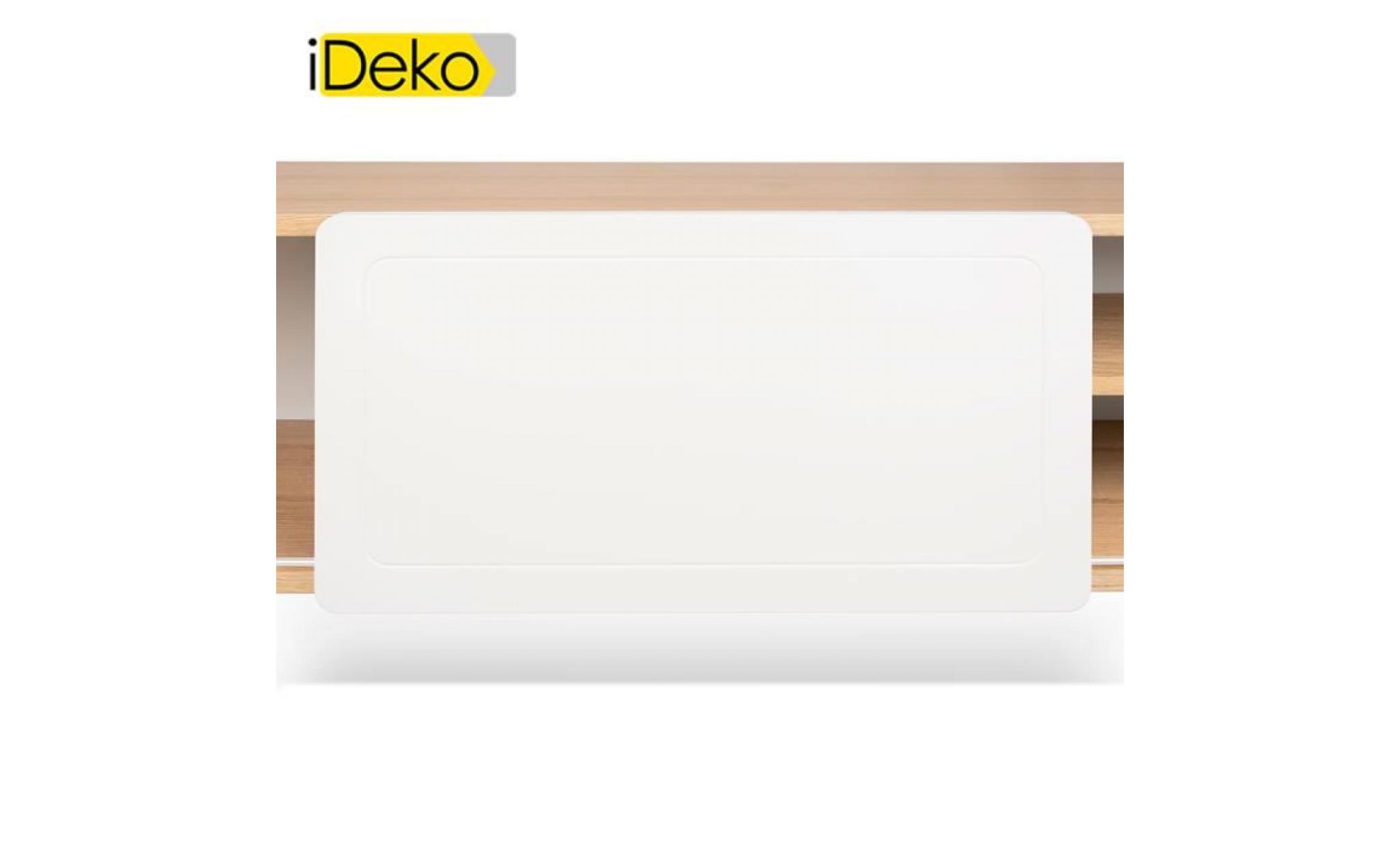 ideko®meuble tv plaqué chêne et porte coulissante blanc mat l 120 cm pas cher