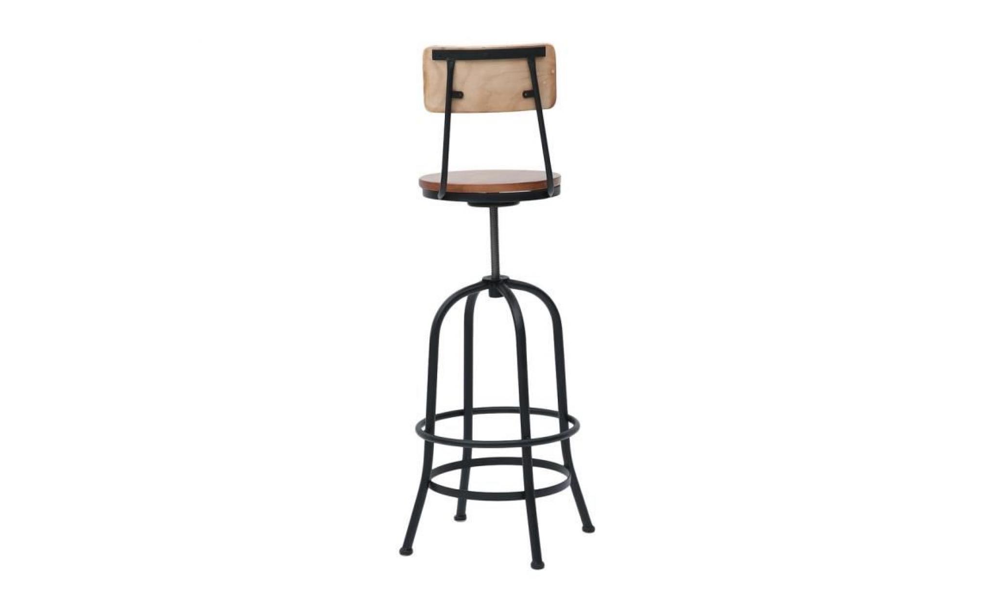 ikayaa 2pcs tabouret de bar industriel style hauteur réglable pivotant chaise à manger en bois de pin+acier 42 * 38 * 105 120cm pas cher
