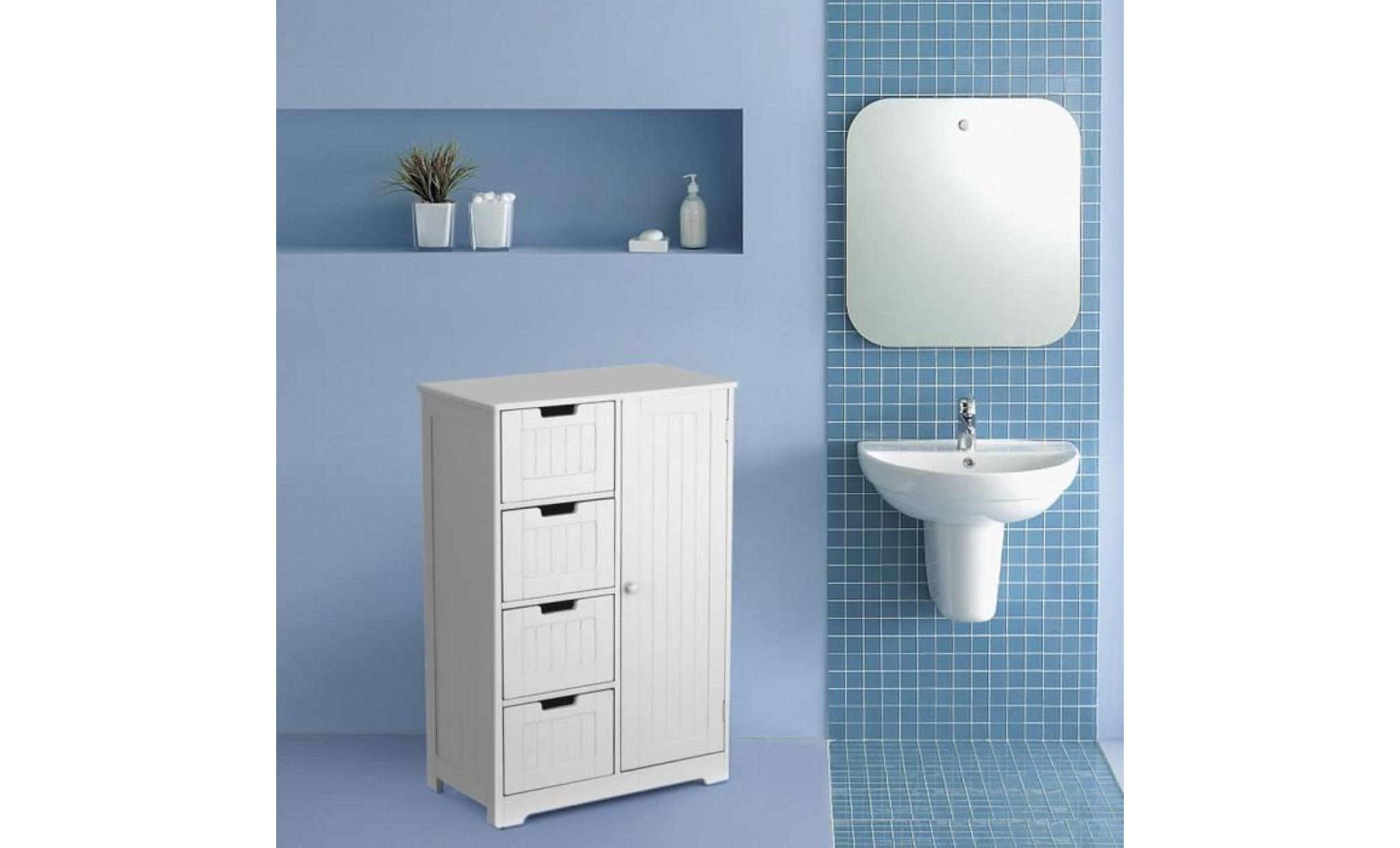 ikayaa 56 * 30 * 81cm cabinet de rangement 4 tiroir style européen meuble armoire de storage pour salon salle de bain cuisine