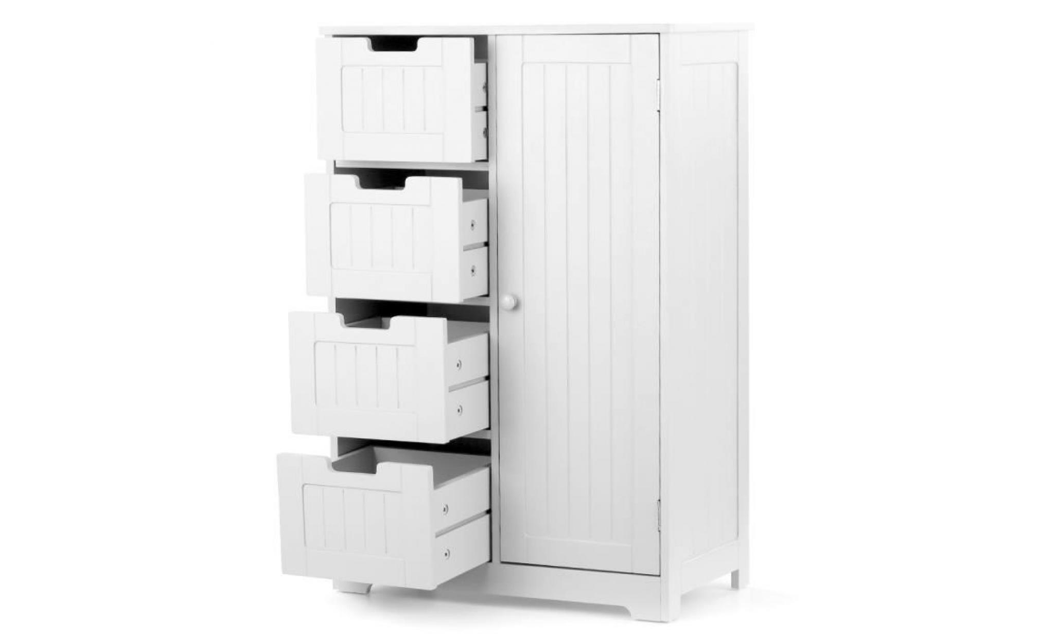 ikayaa 56 * 30 * 81cm cabinet de rangement 4 tiroir style européen meuble armoire de storage pour salon salle de bain cuisine pas cher