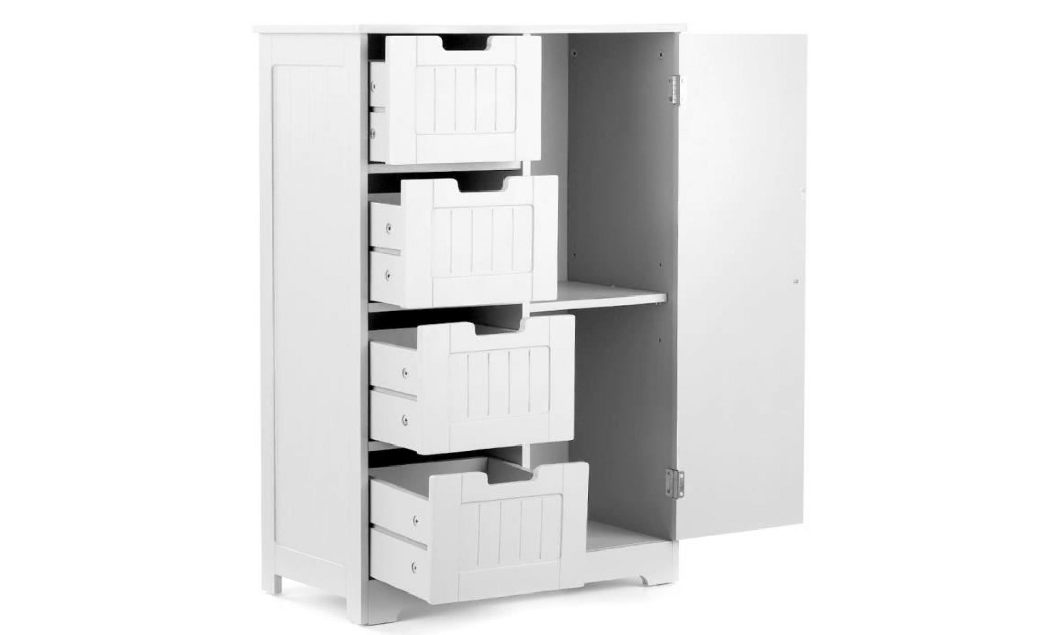 ikayaa 56 * 30 * 81cm cabinet de rangement 4 tiroir style européen meuble armoire de storage pour salon salle de bain cuisine pas cher