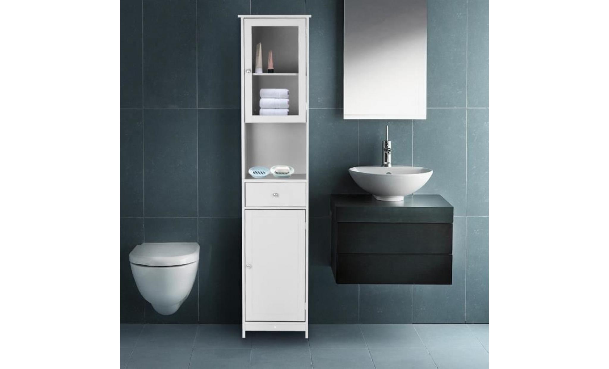 ikayaa armoire de rangement avec tiroir porte miroir cabinet haut meuble moderne pour cuisine salle de bains chambre 40 * 28 * 180cm