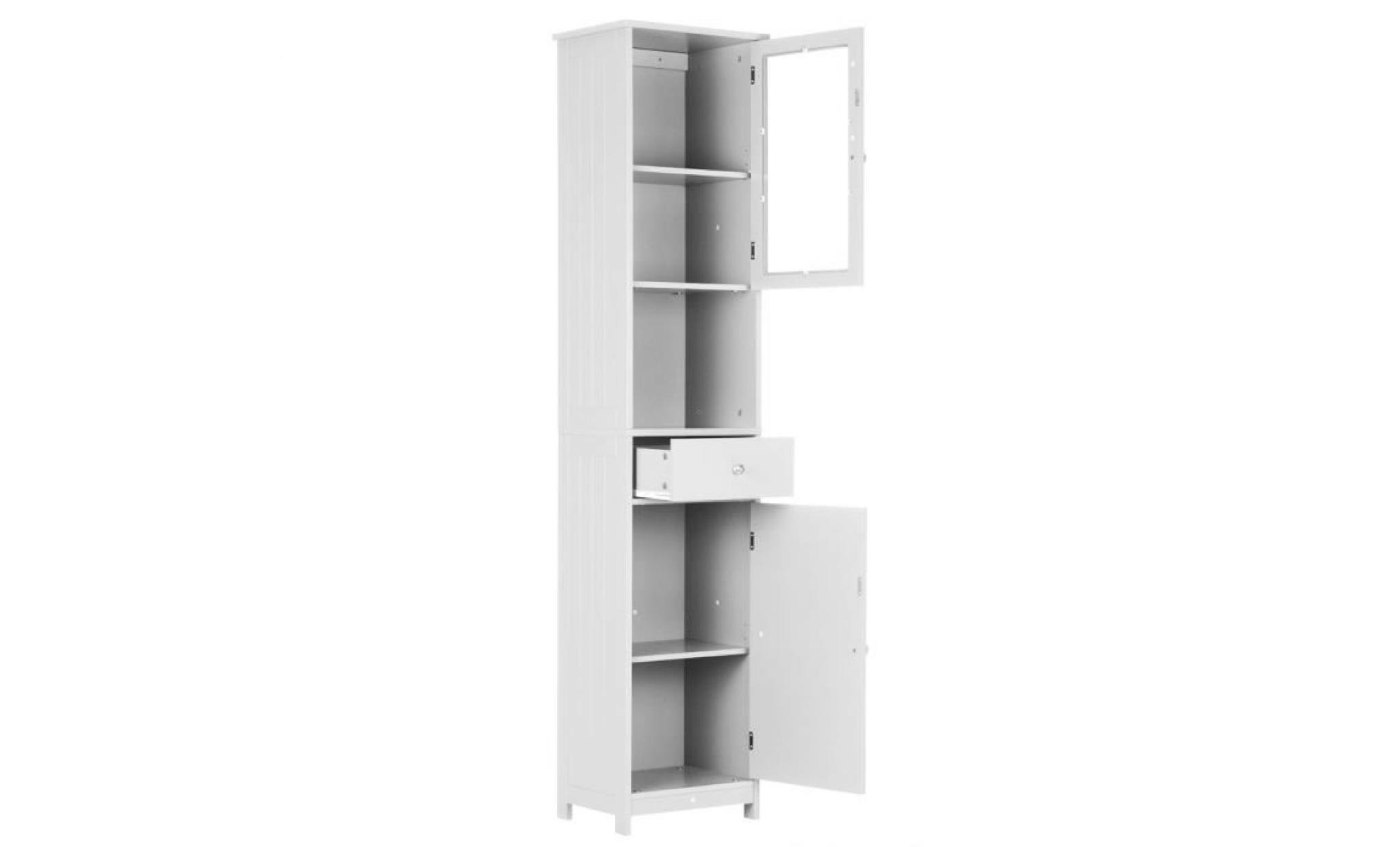 ikayaa armoire de rangement avec tiroir porte miroir cabinet haut meuble moderne pour cuisine salle de bains chambre 40 * 28 * 180cm pas cher