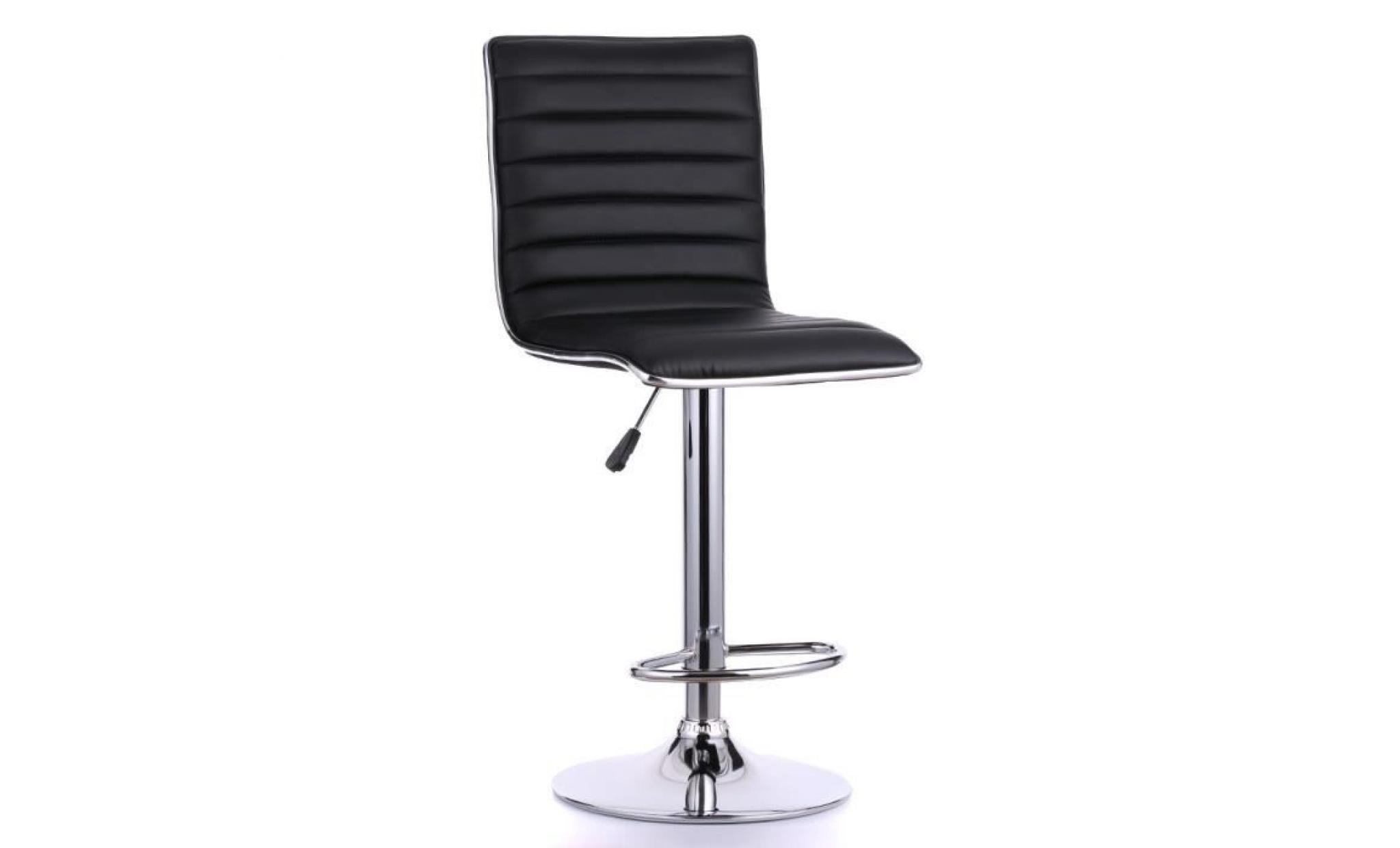 ikayaa chaise de bar 2pcs pu pivotante ergonomique noir réglable