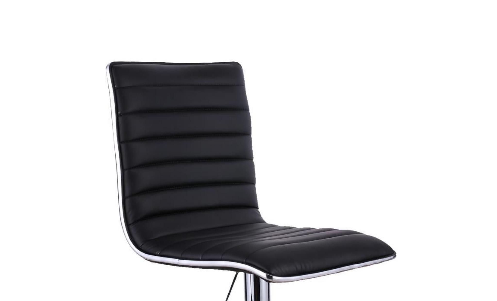 ikayaa chaise de bar 2pcs pu pivotante ergonomique noir réglable pas cher