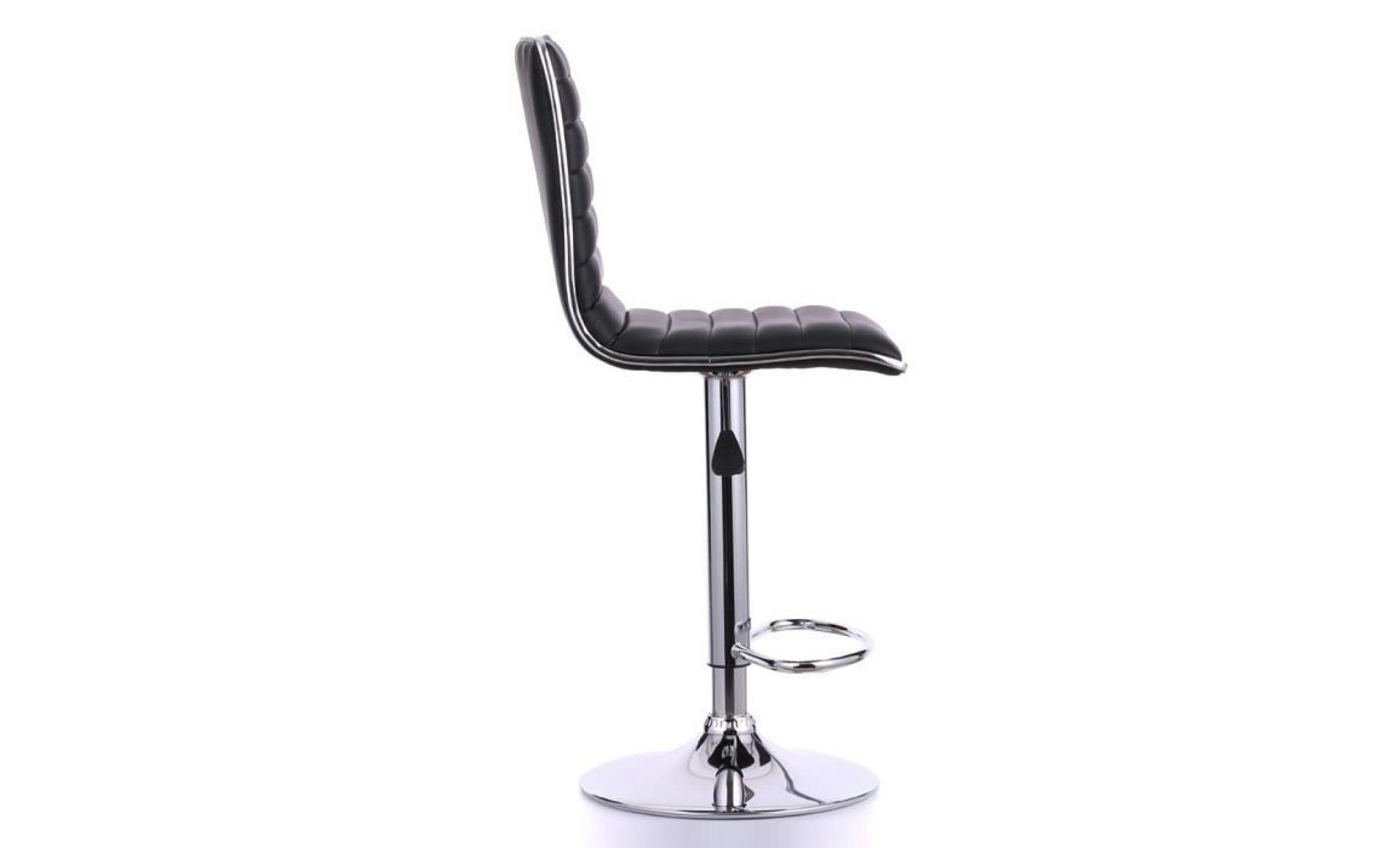 ikayaa chaise de bar 2pcs pu pivotante ergonomique noir réglable pas cher