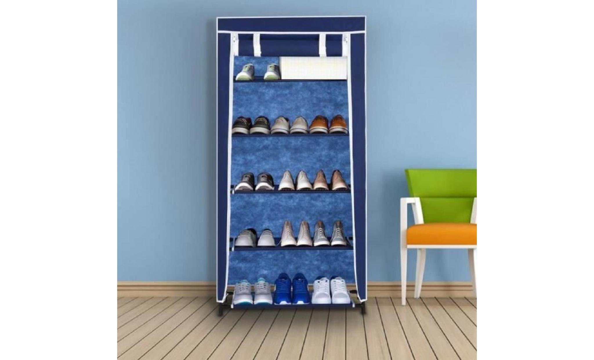 ikayaa meuble à chaussures bleu organiser rangement pratique simple pour chambre salon pas cher