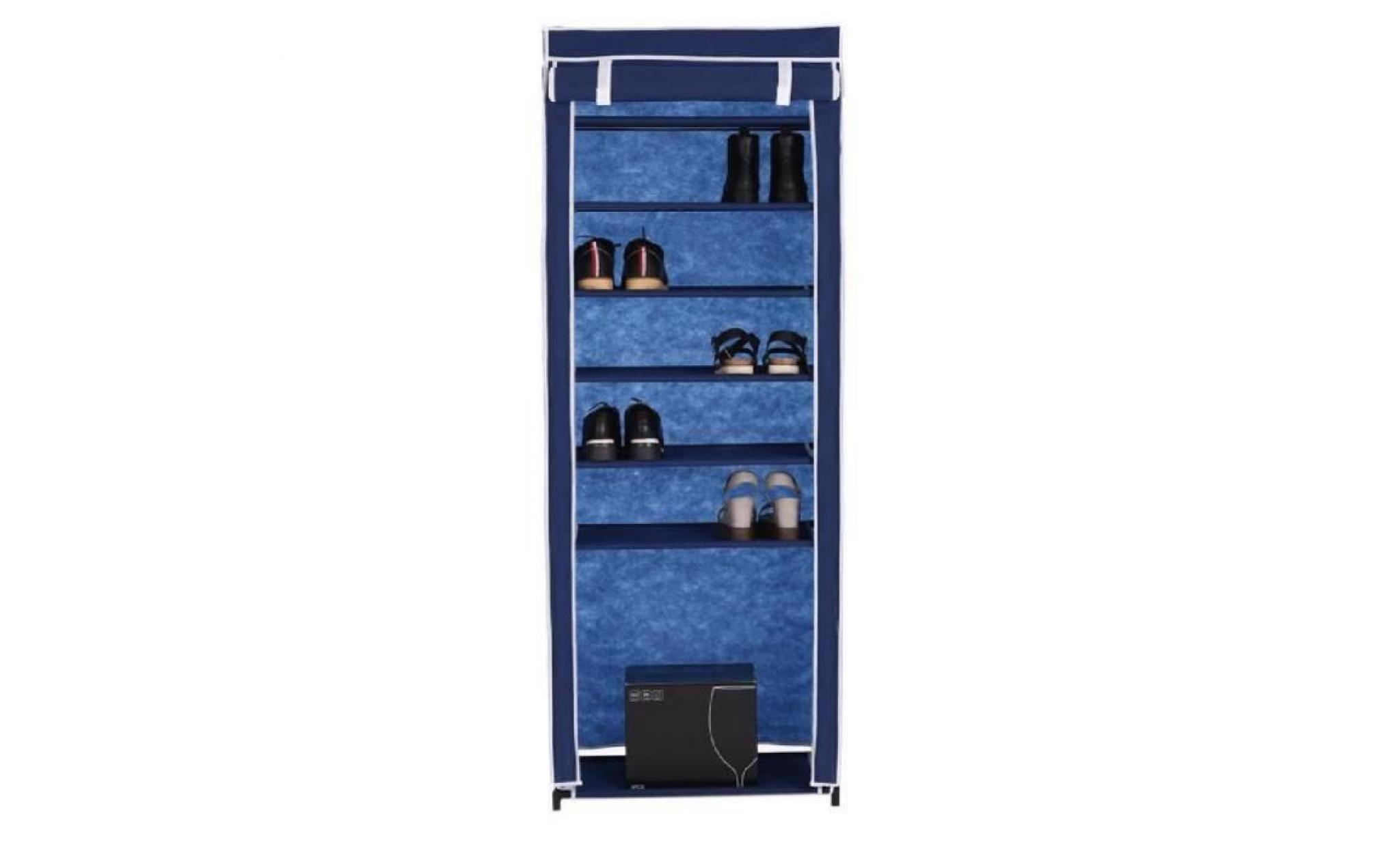 ikayaa meuble à chaussures bleu rangement organiser 7 étages design classique pratique grand espace