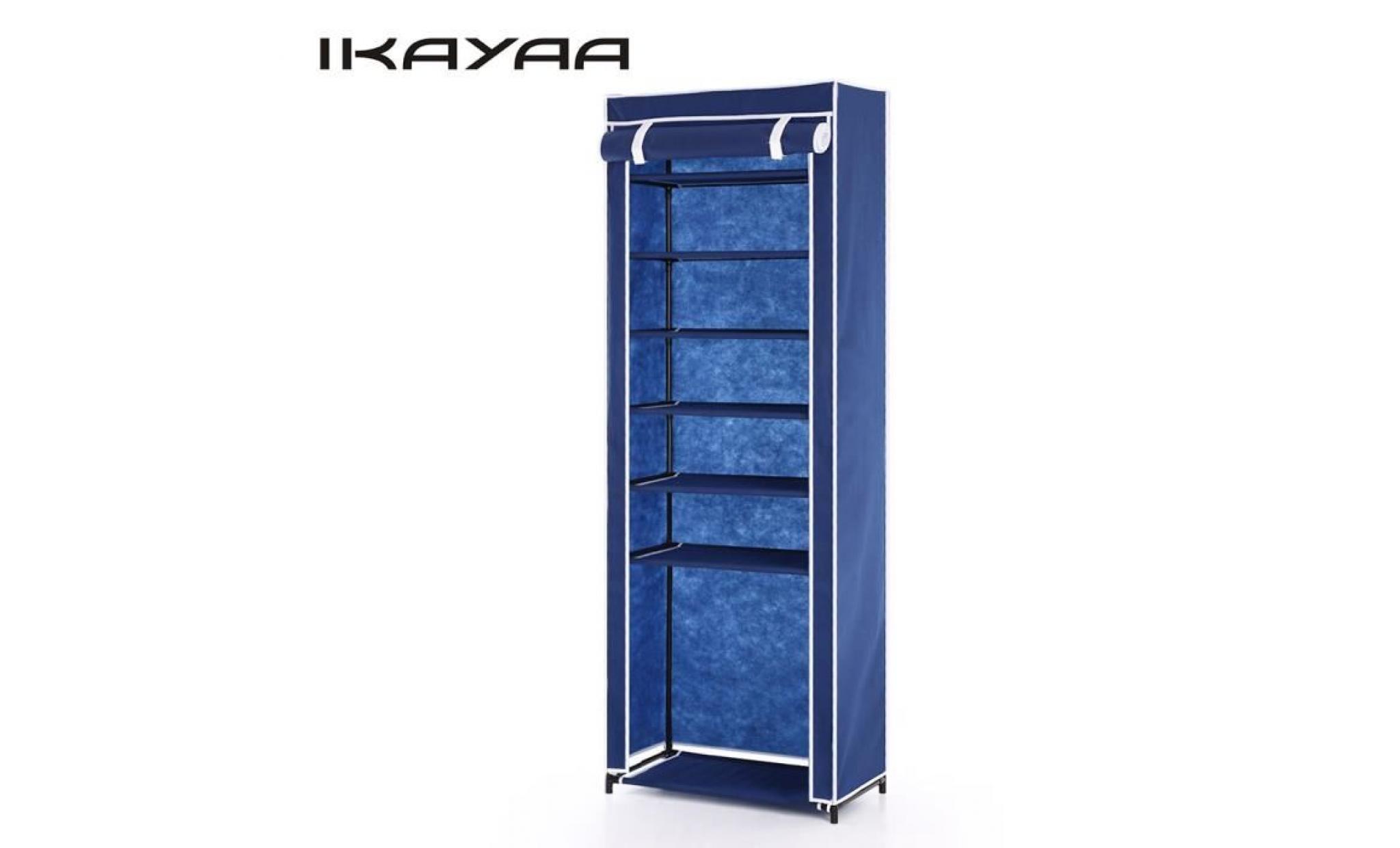 ikayaa meuble à chaussures bleu rangement organiser 7 étages design classique pratique grand espace pas cher
