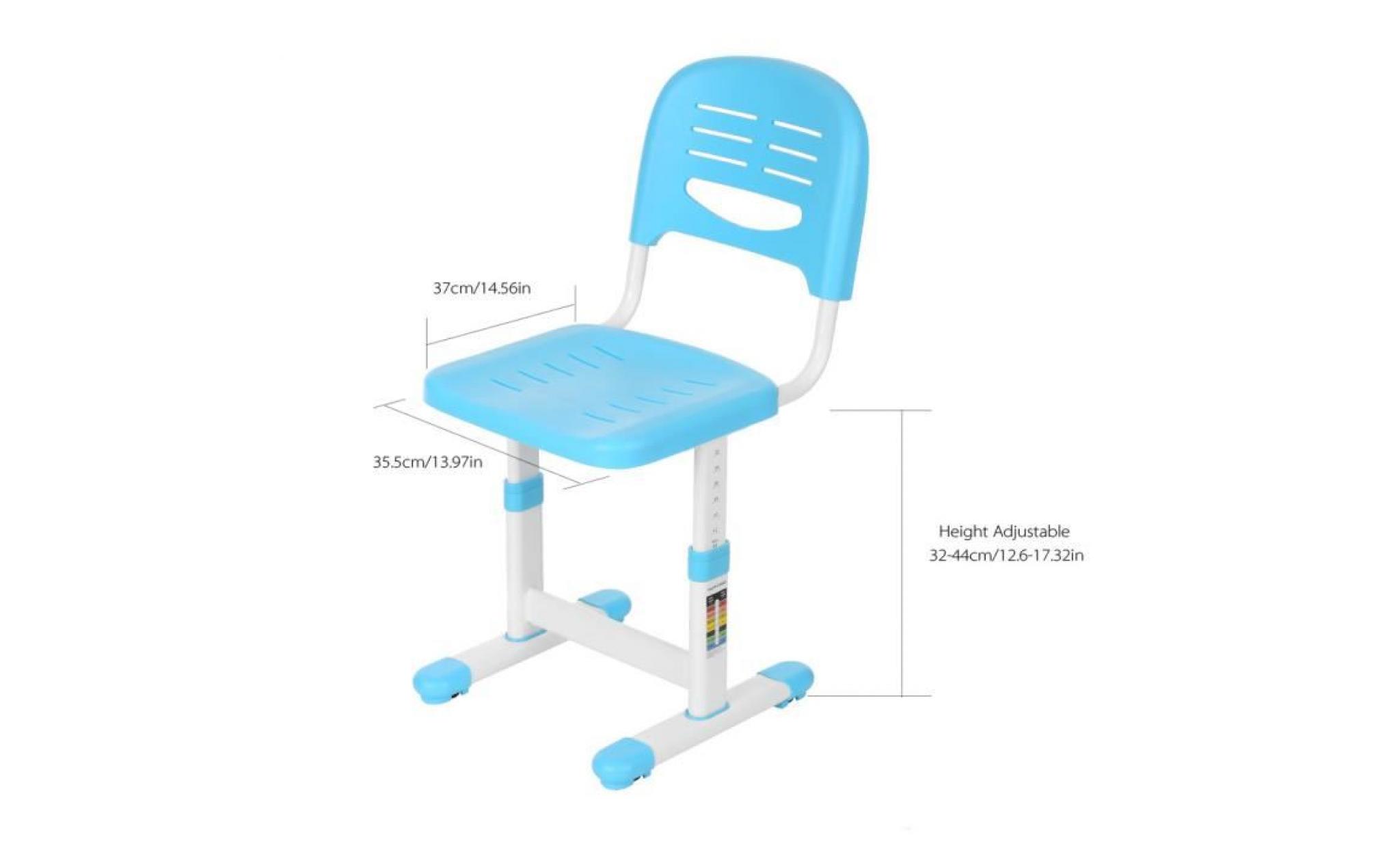 ikayaa table+chaise hauteur ajustable 0 à 40 ° inclinable ergonomique bleu pour enfants (3 à 10 ans ) écriture dessin pas cher