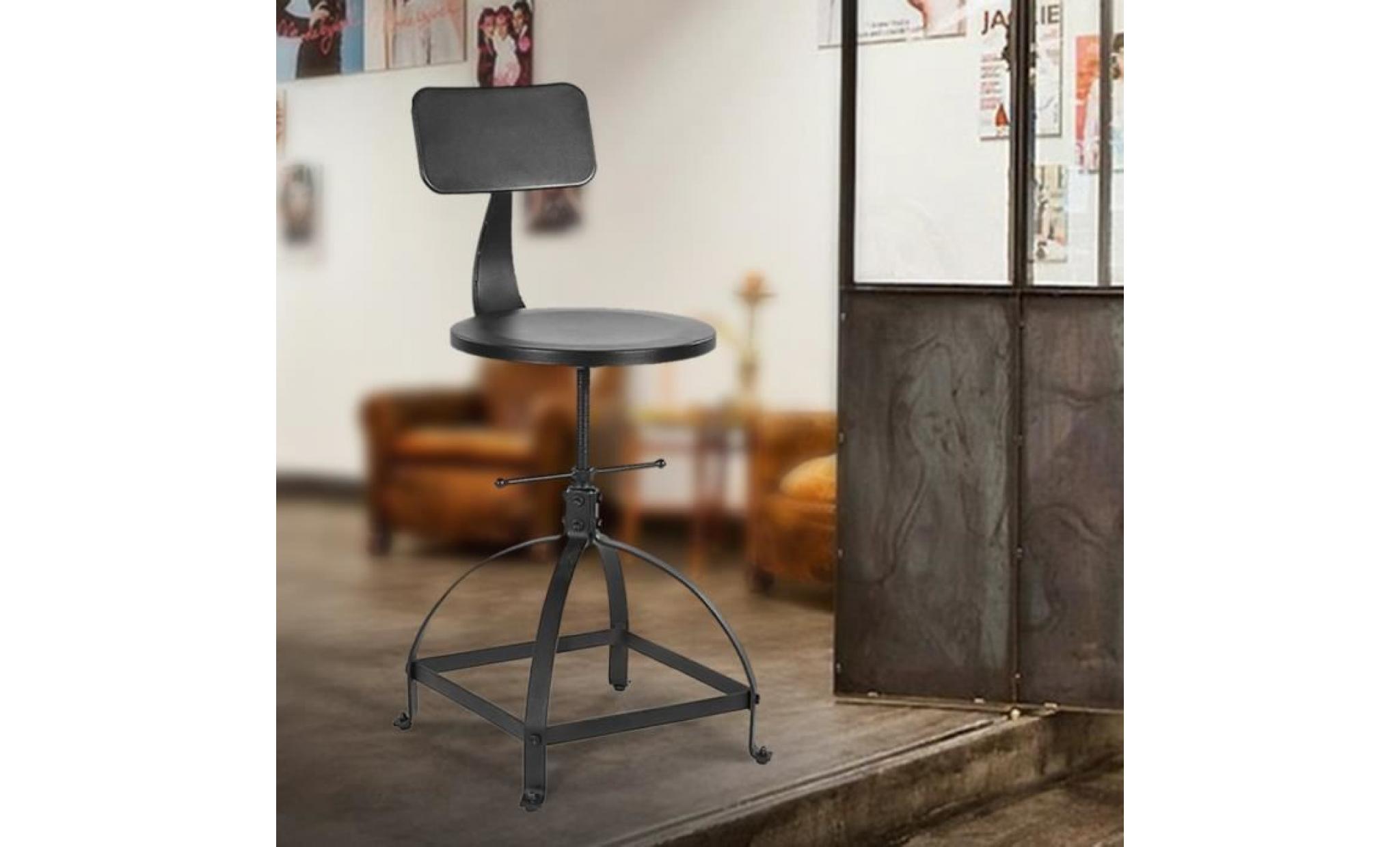 ikayaa tabouret de bar en métal ajustable hauteur avec dossier style industriel capacité max 100kg chaise à manger cuisine 44 * 38 pas cher