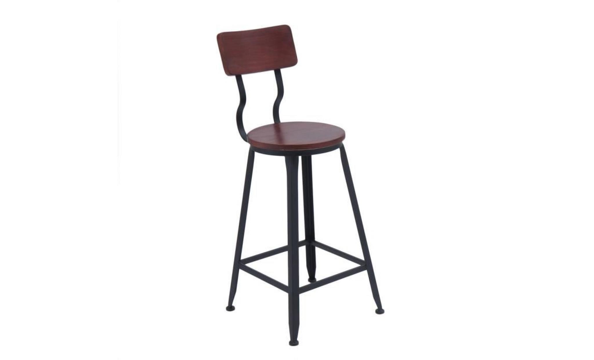 ikayaa tabouret de bar industriel style hauteur réglable pivotant chaise à manger en bois de pin+acier