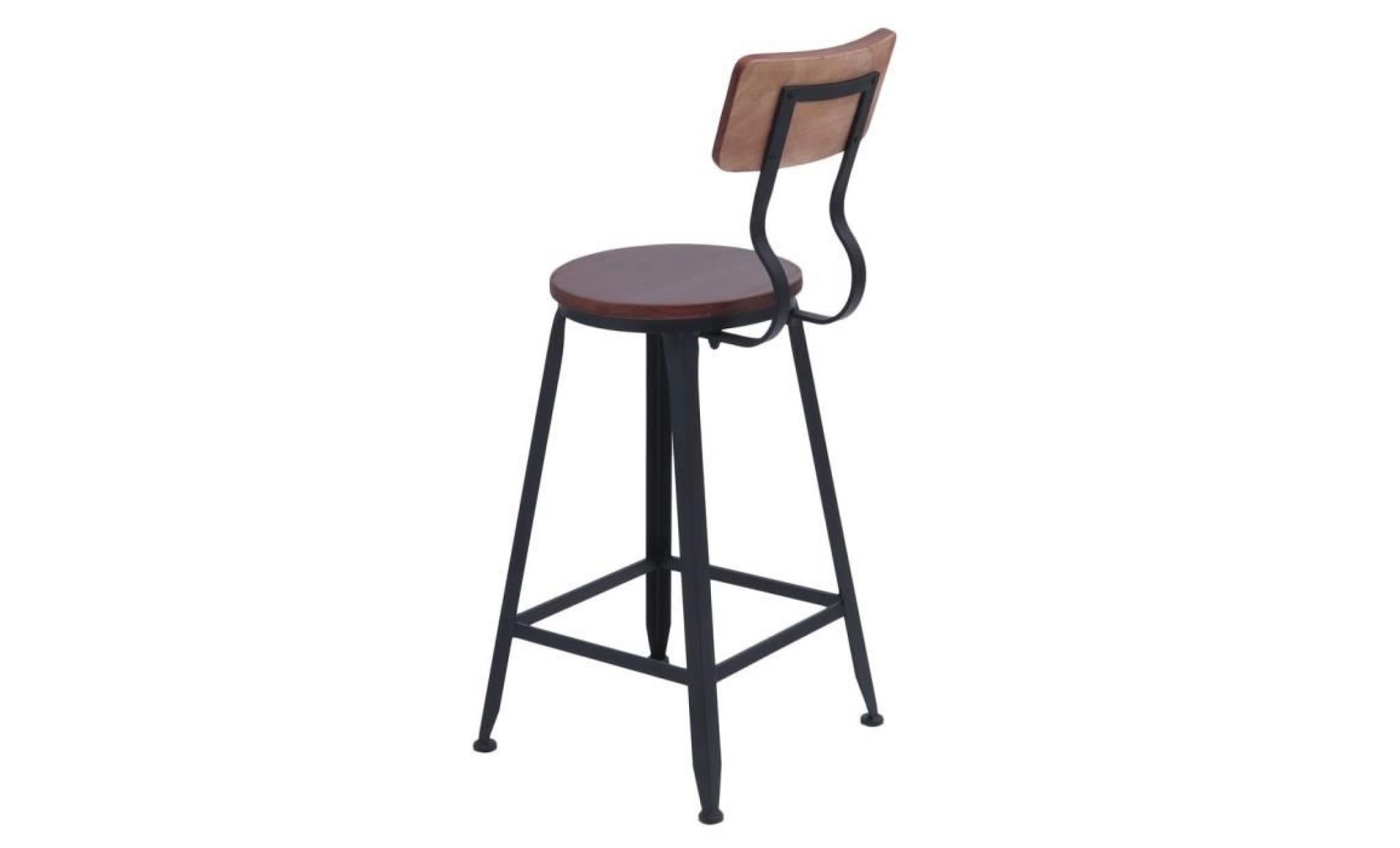 ikayaa tabouret de bar industriel style hauteur réglable pivotant chaise à manger en bois de pin+acier pas cher