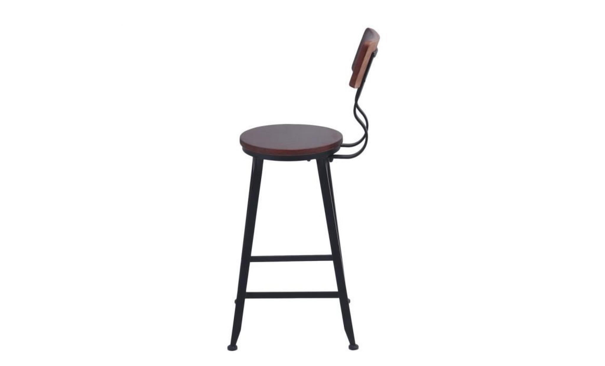 ikayaa tabouret de bar industriel style hauteur réglable pivotant chaise à manger en bois de pin+acier pas cher