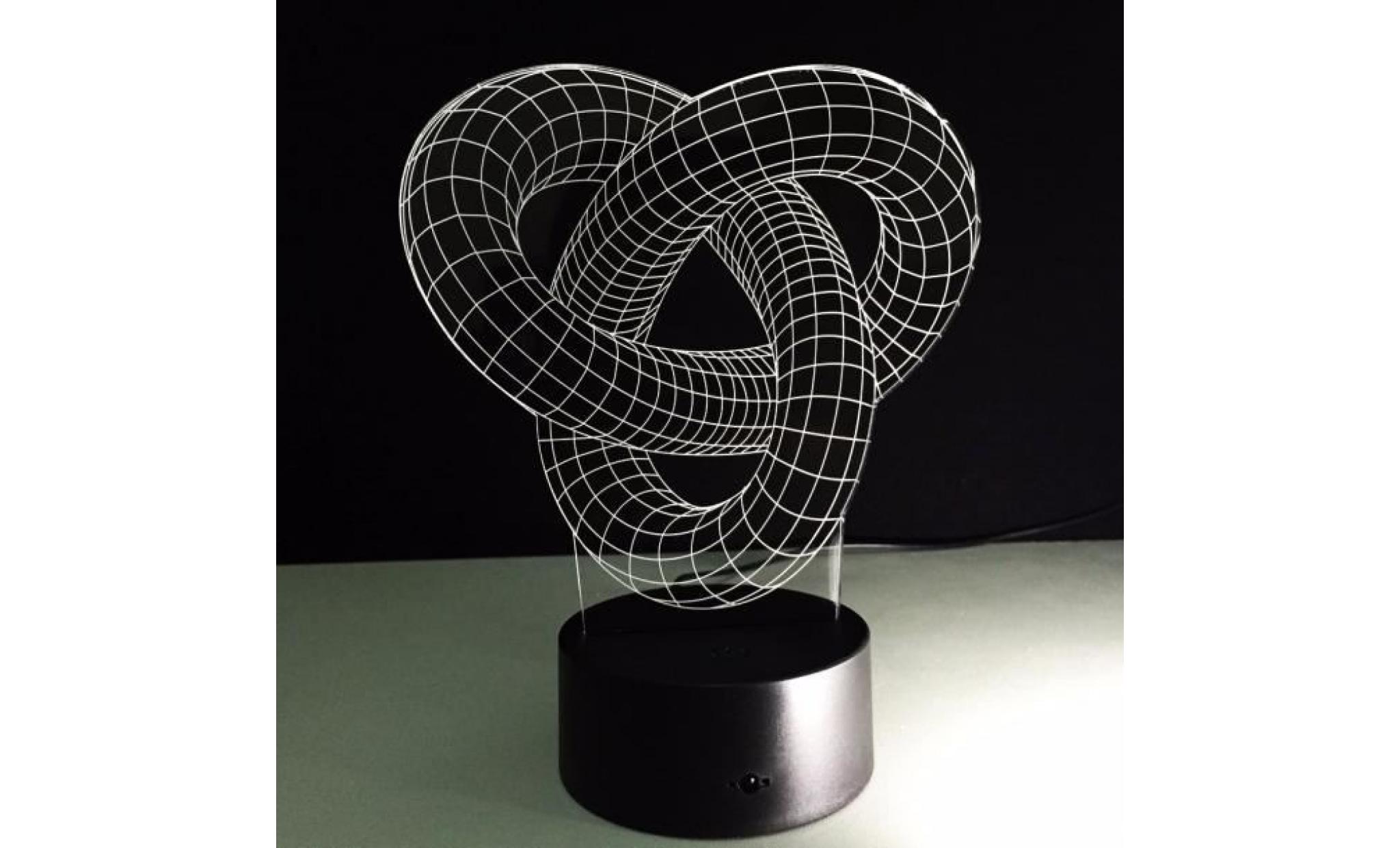 illusion optique 3d anneau lumière décor lampe en acrylique 22cm*13cm*9cm