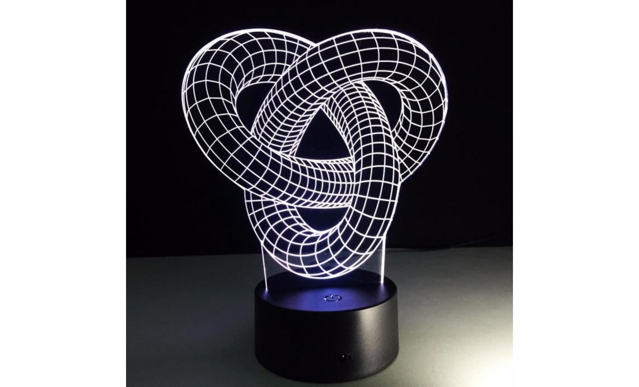 illusion optique 3d anneau lumière décor lampe en acrylique 22cm*13cm*9cm pas cher