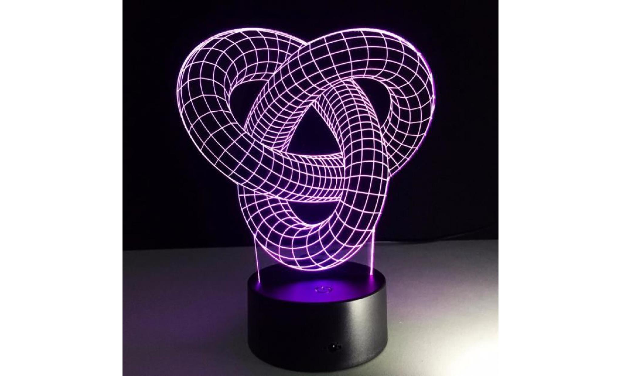 illusion optique 3d anneau lumière décor lampe en acrylique 22cm*13cm*9cm pas cher
