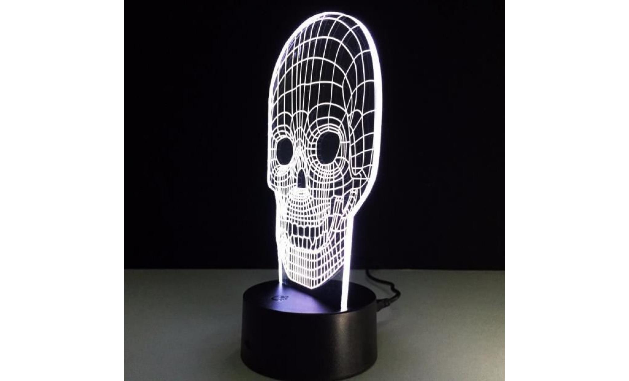 illusion optique 3d crâne décoration lumière