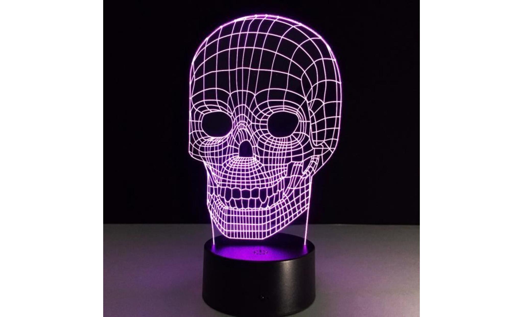 illusion optique 3d crâne décoration lumière pas cher