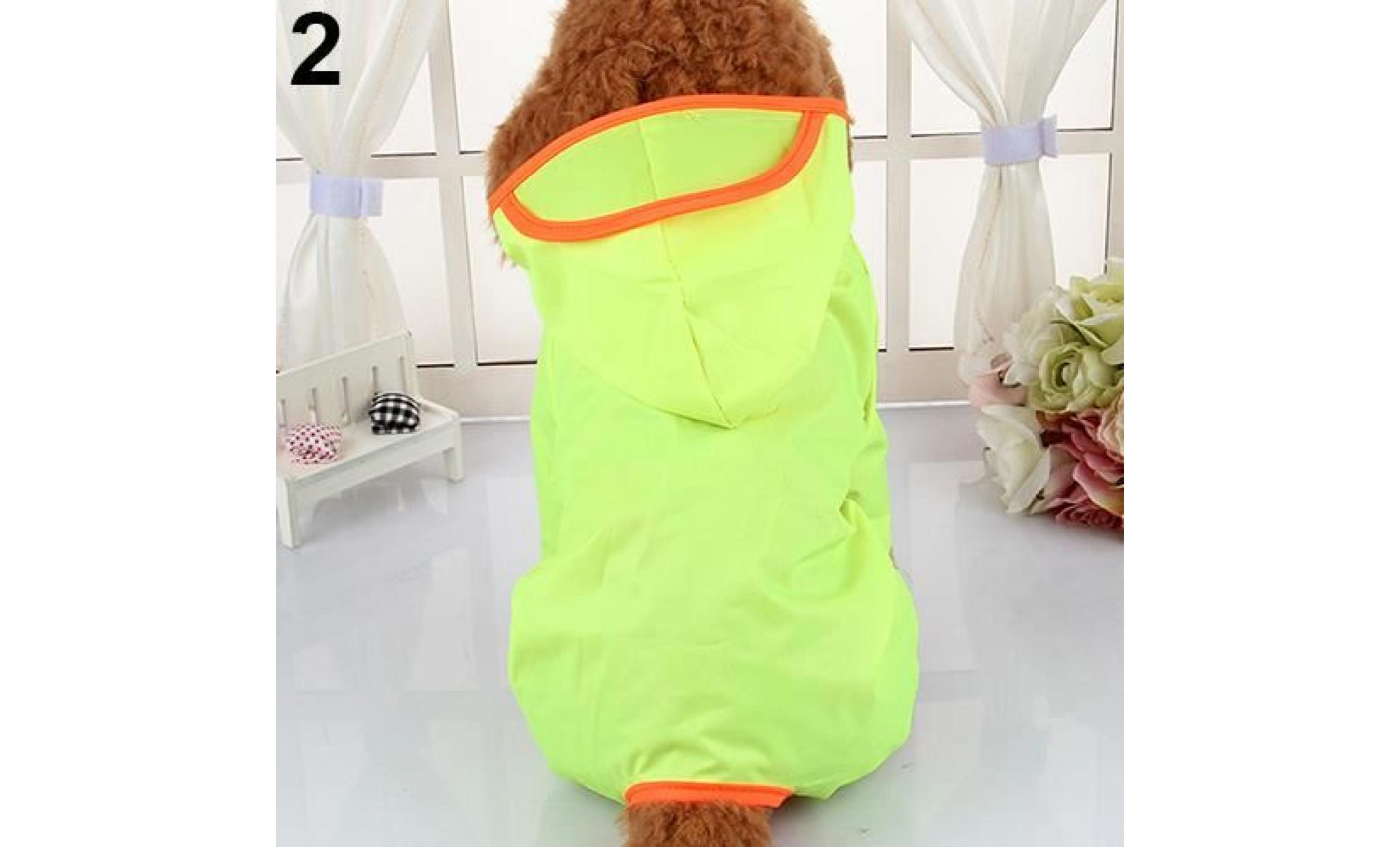 imperméable imperméable de chien de mode chien de mode avec capuchon capuche vêtements de pluie en plein air fluorescence vert xs