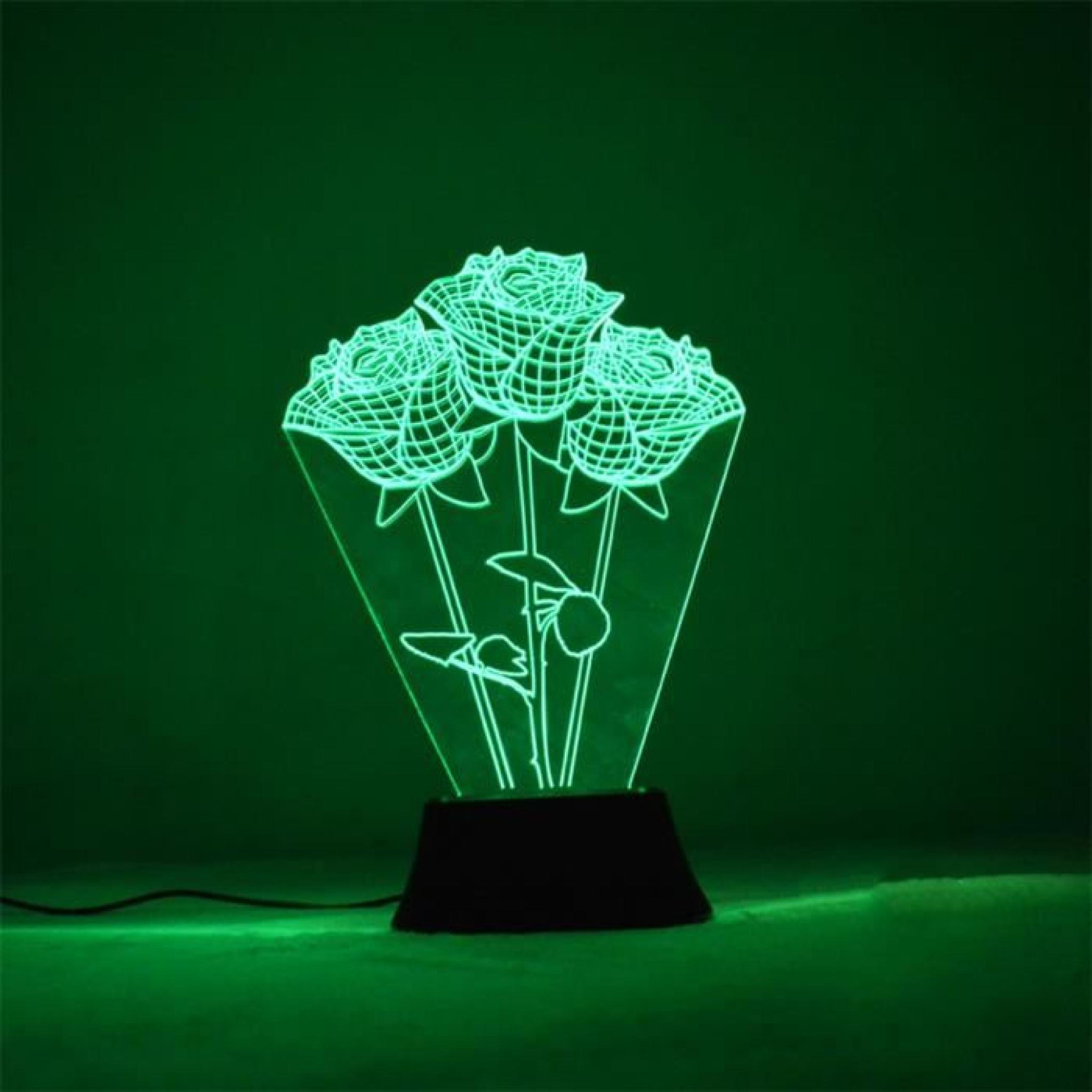 Incroyable 3D Led Nuit Lampe De Table - Rose  pas cher